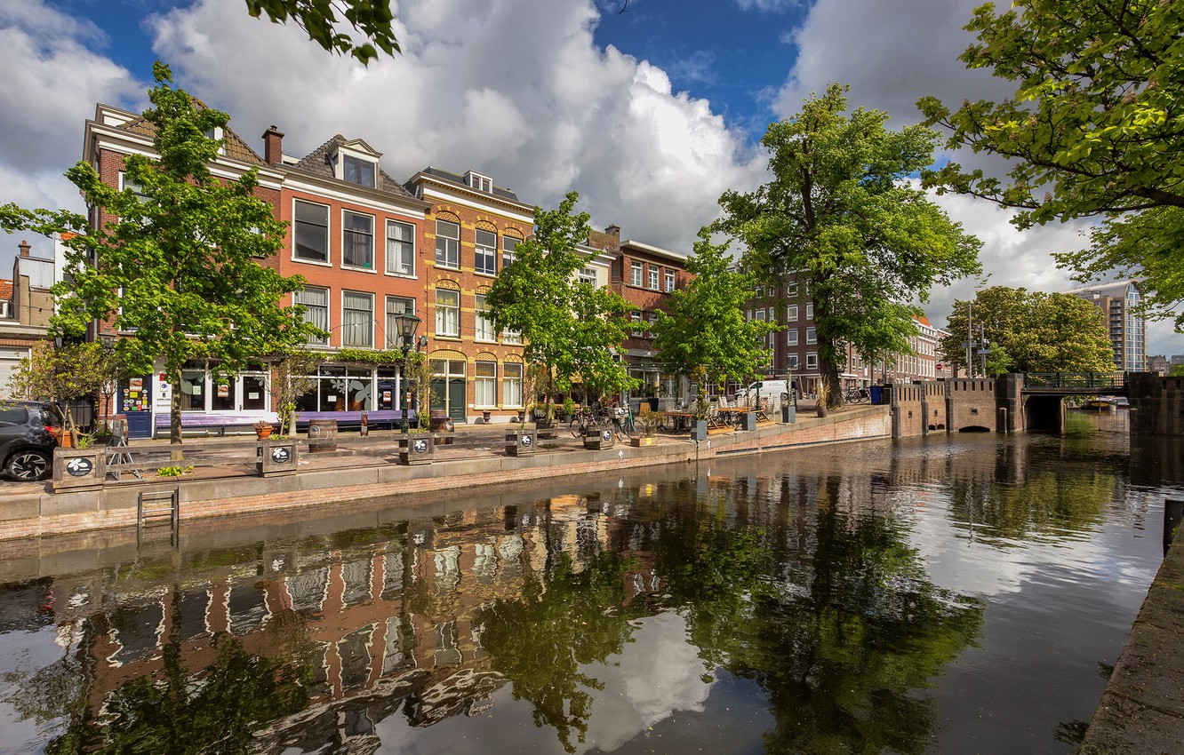 Wallpaper summer, water, the city, reflection, the building, channel, Netherlands image for desktop, section город