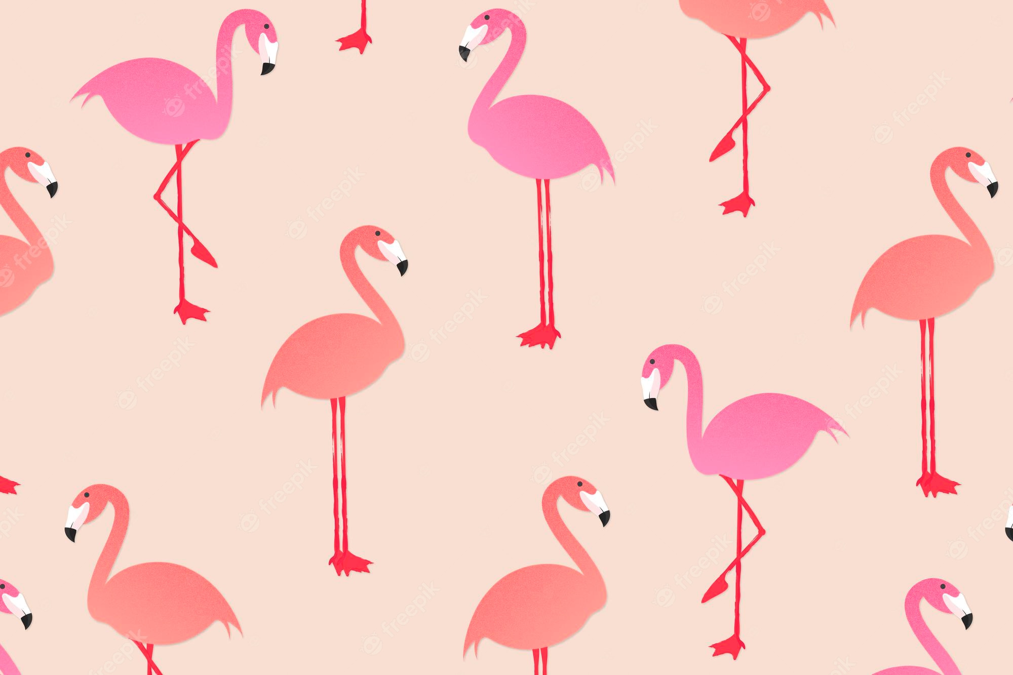 Free Vector. Summer animal pattern background wallpaper, flamingo vector illustration