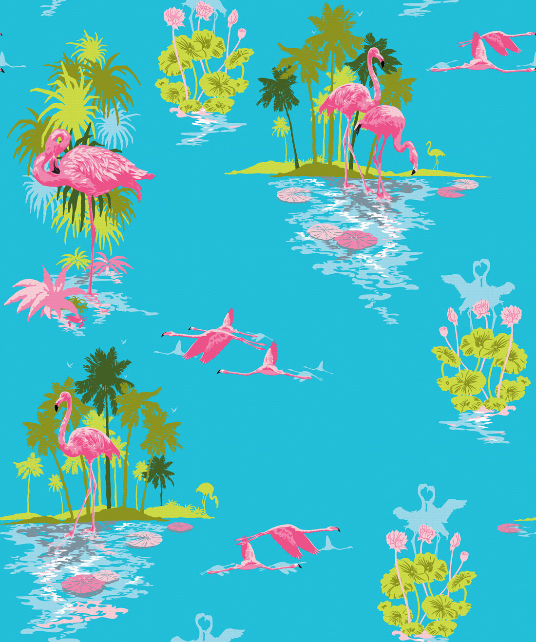 Flamingo Statement Wallpaper, bright, summery design EU