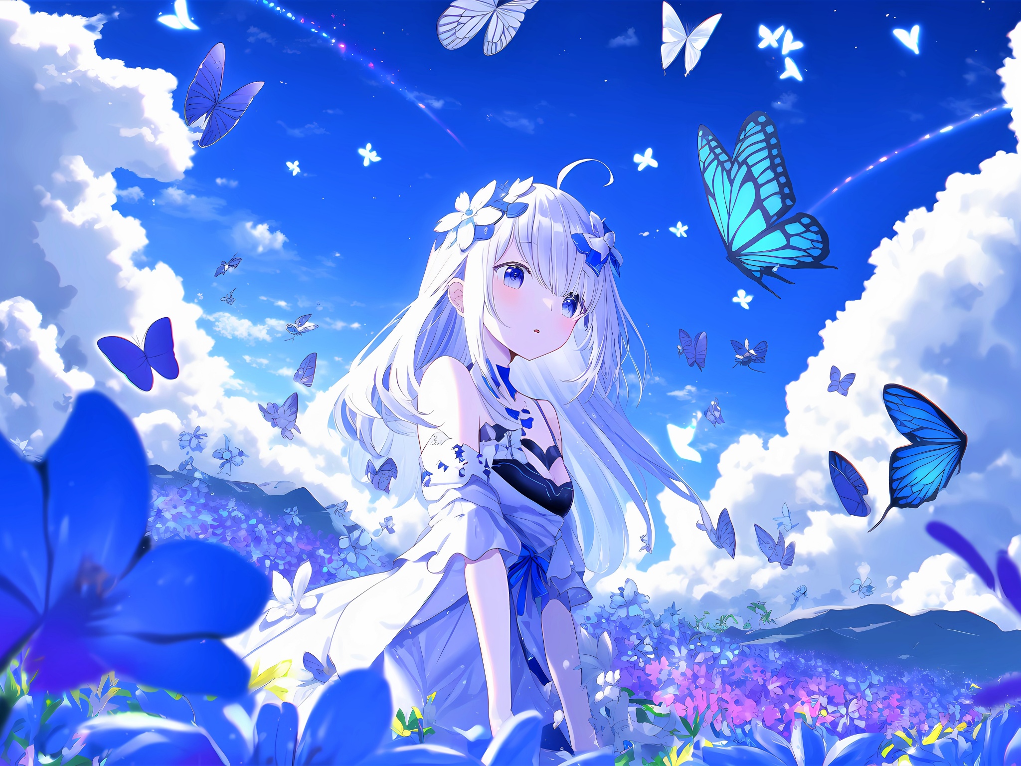 Anime girl Wallpaper 4K, Butterflies, Anime
