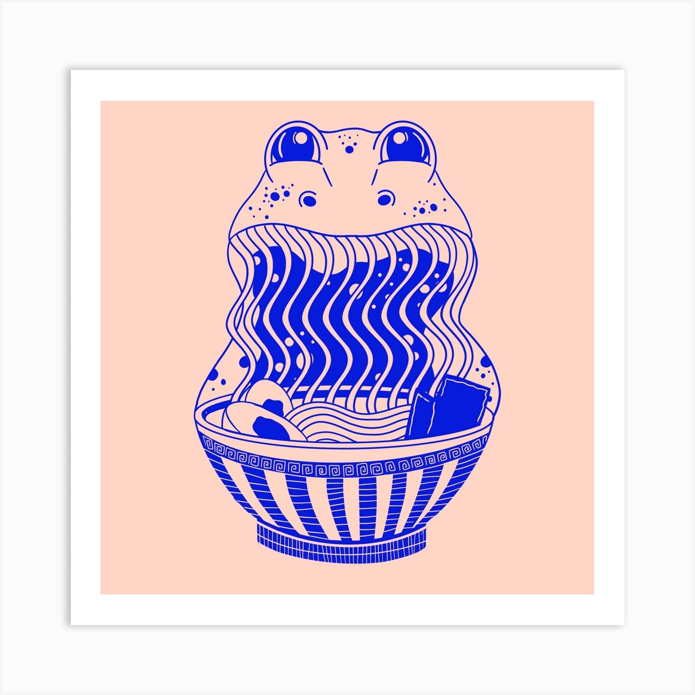 Ramen Frog Square Art Print