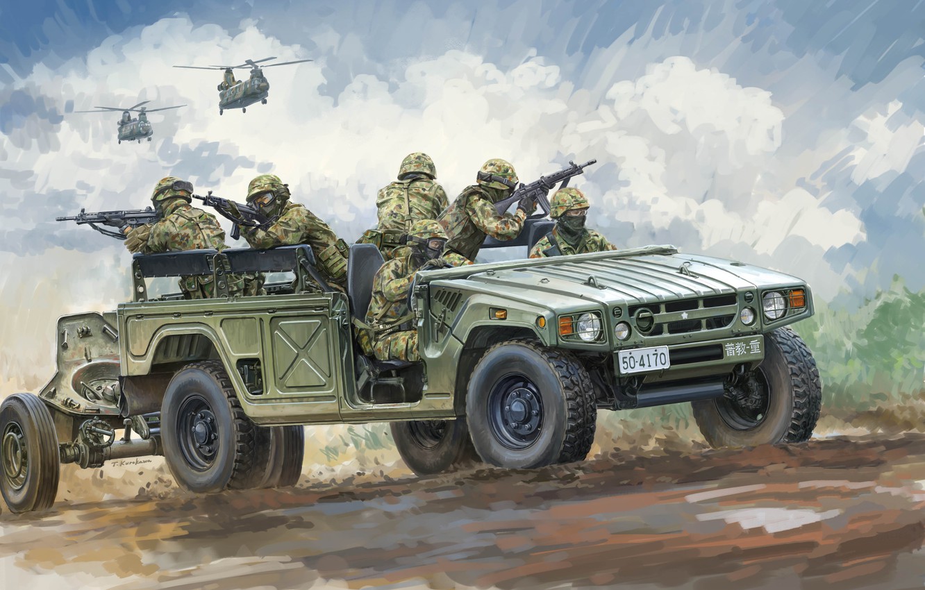 Wallpaper Japan, Full Size SUV, JGSDF, The Self Defense Forces Of Japan, Toyota HMV, Takeshi Kurokawa, Toyota Mega Cruiser Image For Desktop, Section оружие