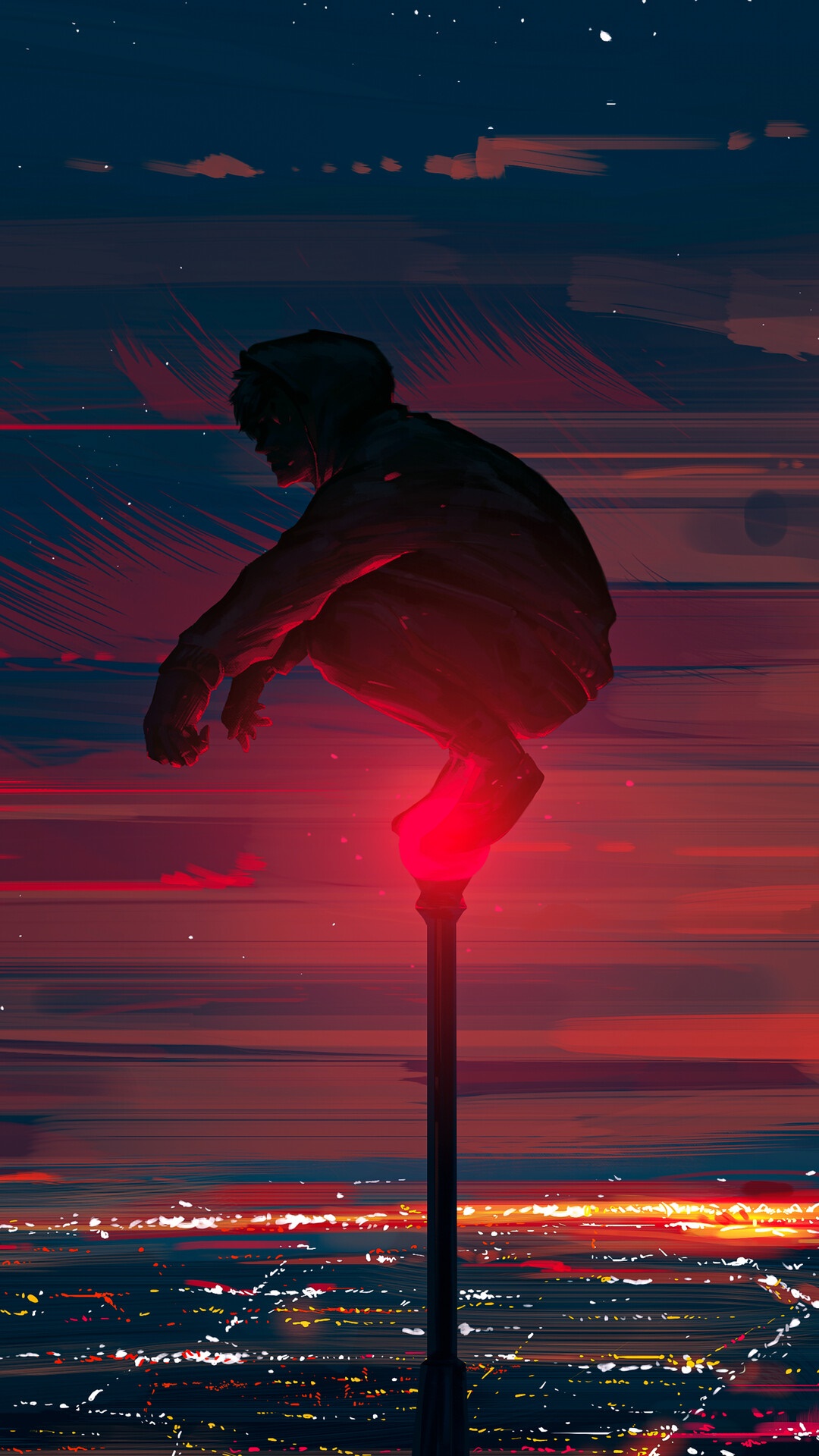 Alone, Boy, Moon, Night, Scenery, Digital Art Gallery HD Wallpaper