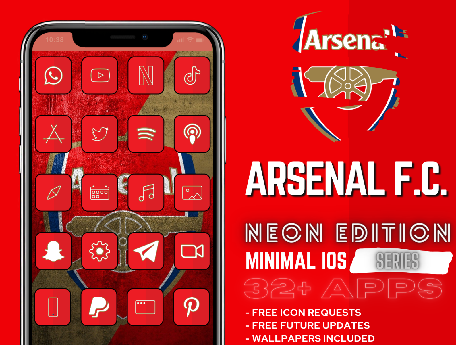 Arsenal iOS 14 iPhone App Icon Pack Design Style