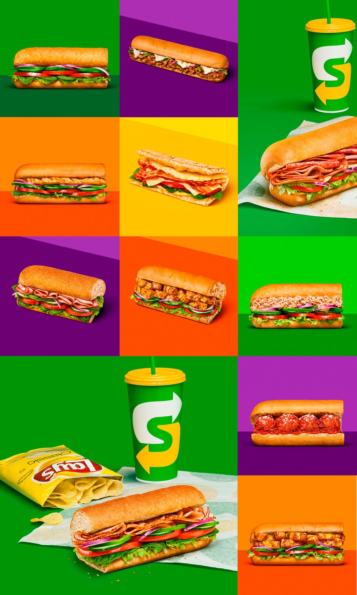 SUBWAY Visual Identity System. Food graphic design, Food packaging design, Food truck design