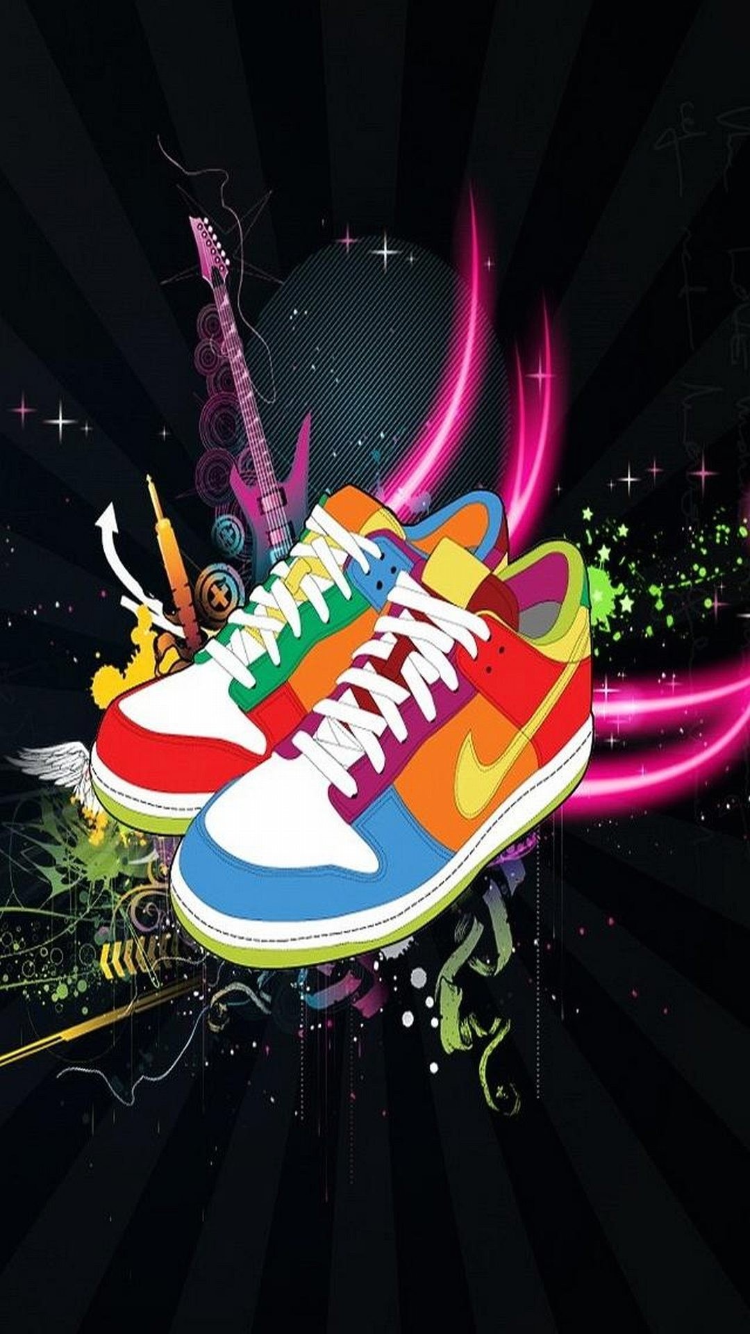 Art Multicolored Nike Shoes Black Cool Sneakers