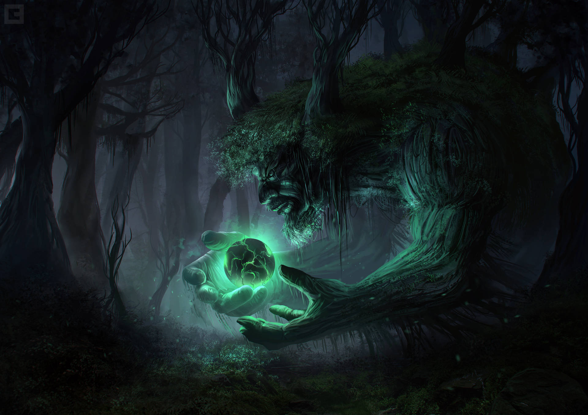 Download Dark Jungle Mythical Creature Guardian Wallpaper