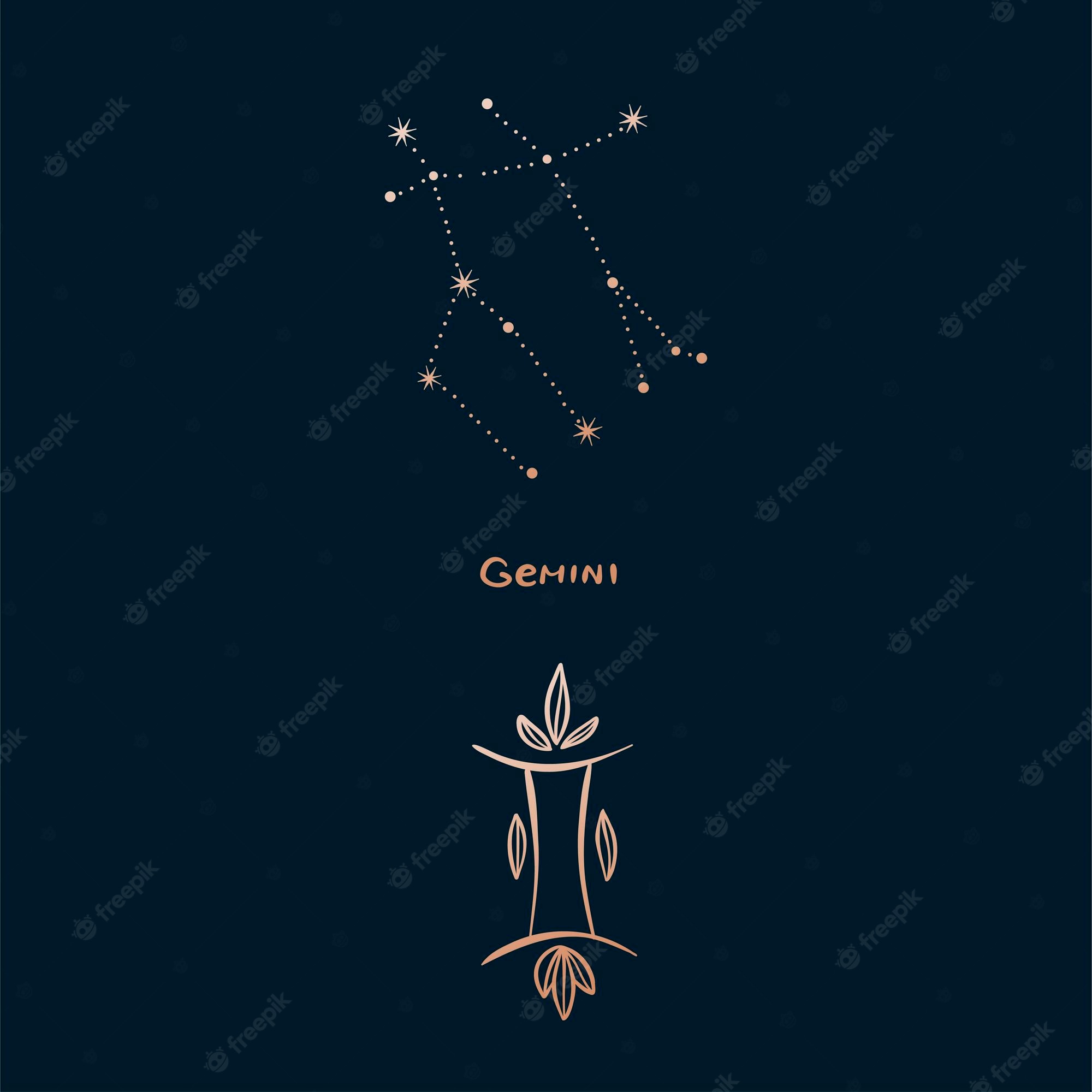 Premium Vector. Horoscope zodiac sign gemini in constellation style with line and stars on dark background collection of zodiac symbols set of constellations of stars