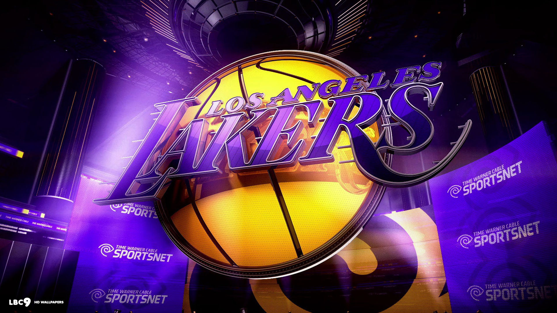 Download LA Lakers Logo Gold Purple Wallpaper