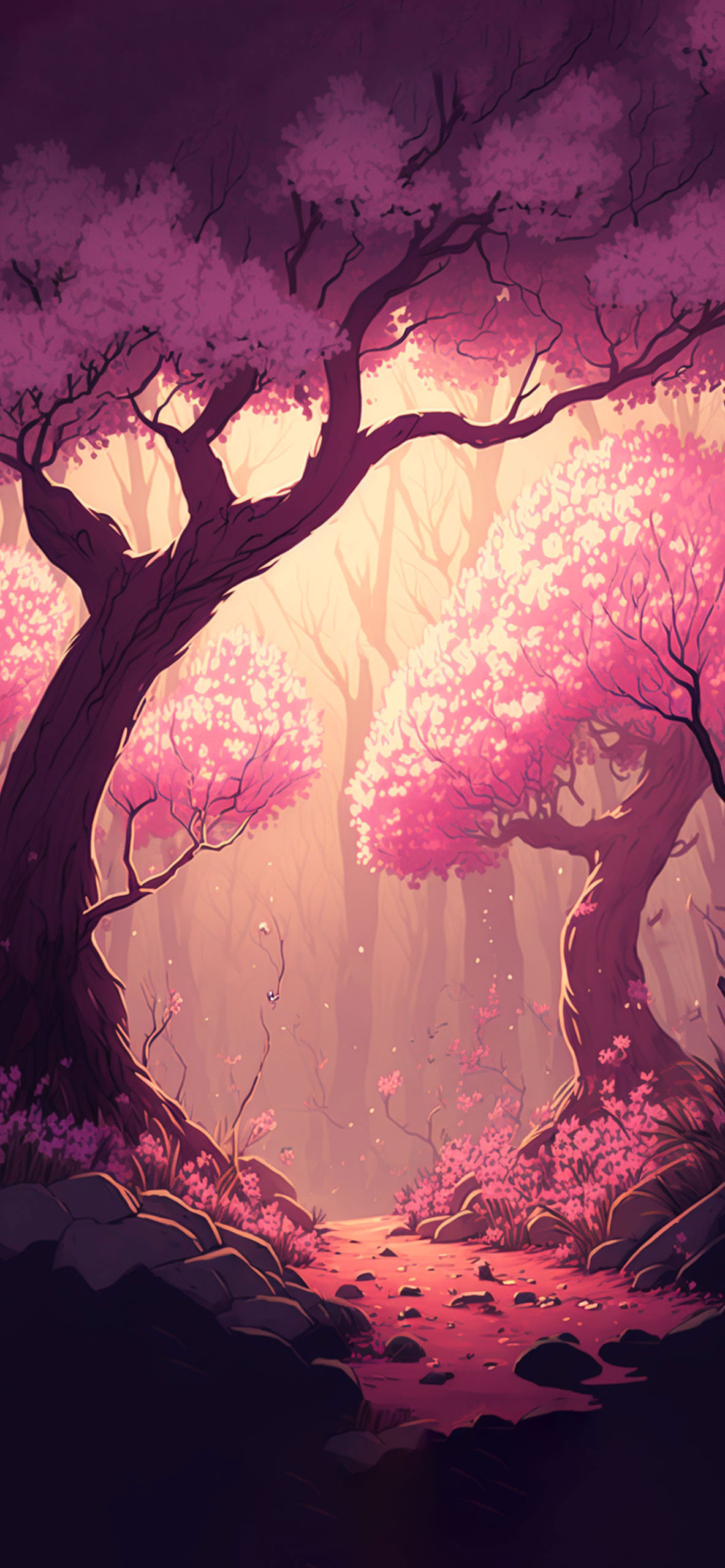 Pink Forest Wallpaper Aesthetic Wallpaper for iPhone