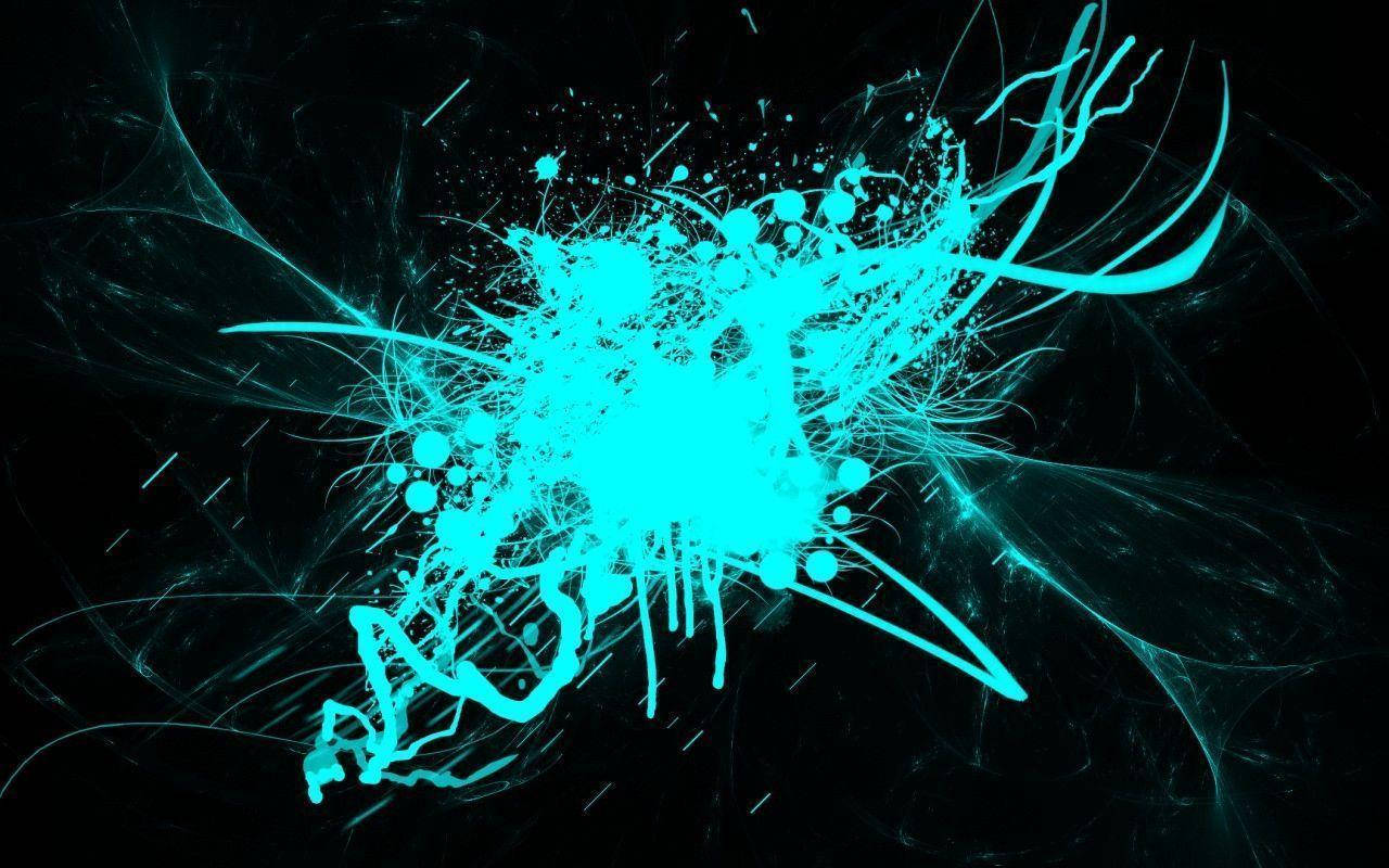 Download Cool Cyan Neon Splash Art Wallpaper