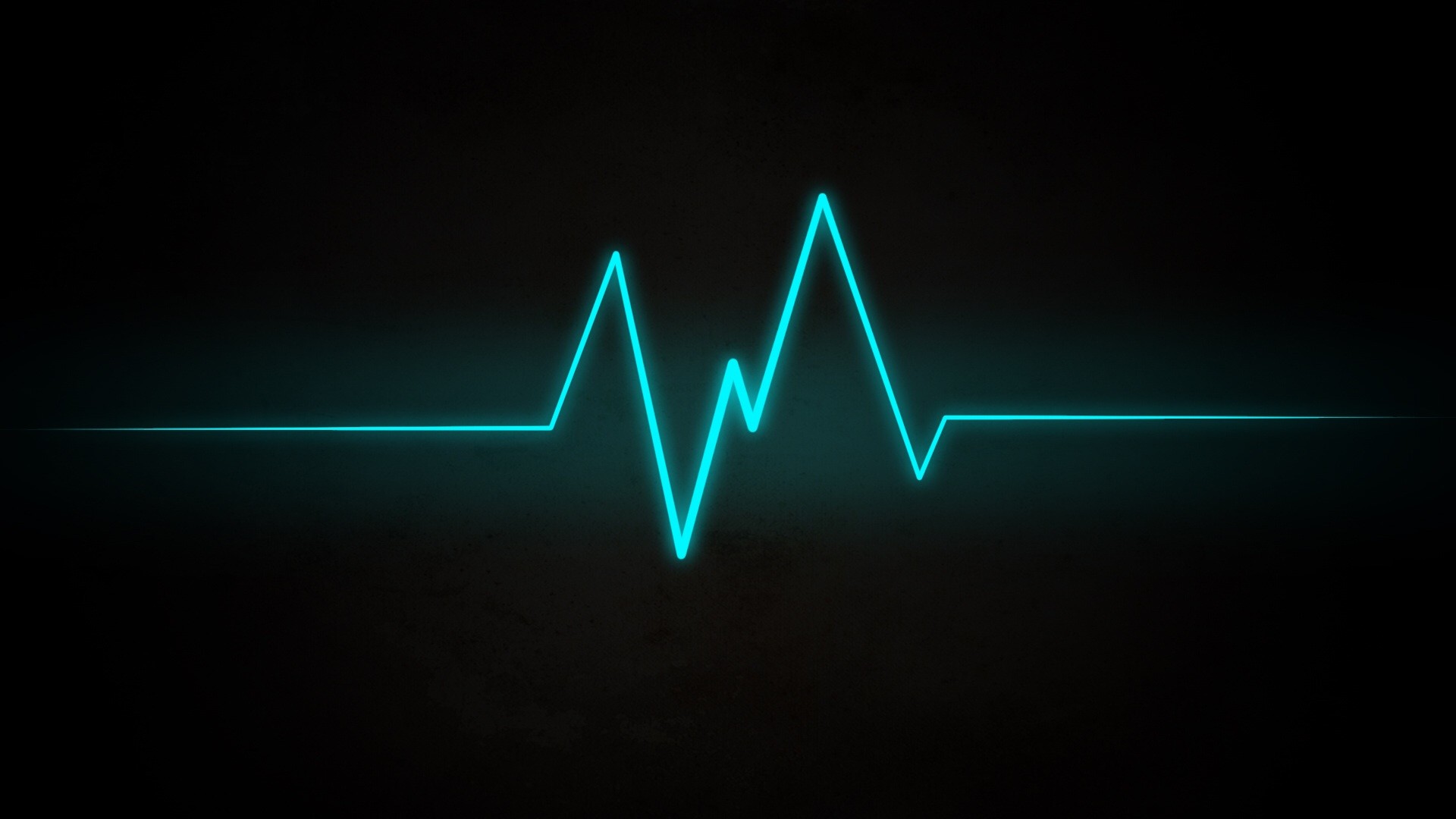 Minimalism Heartbeat Pulse Lines Ekg Digital Art Cyan Black Background Neon Wallpaper:1920x1080