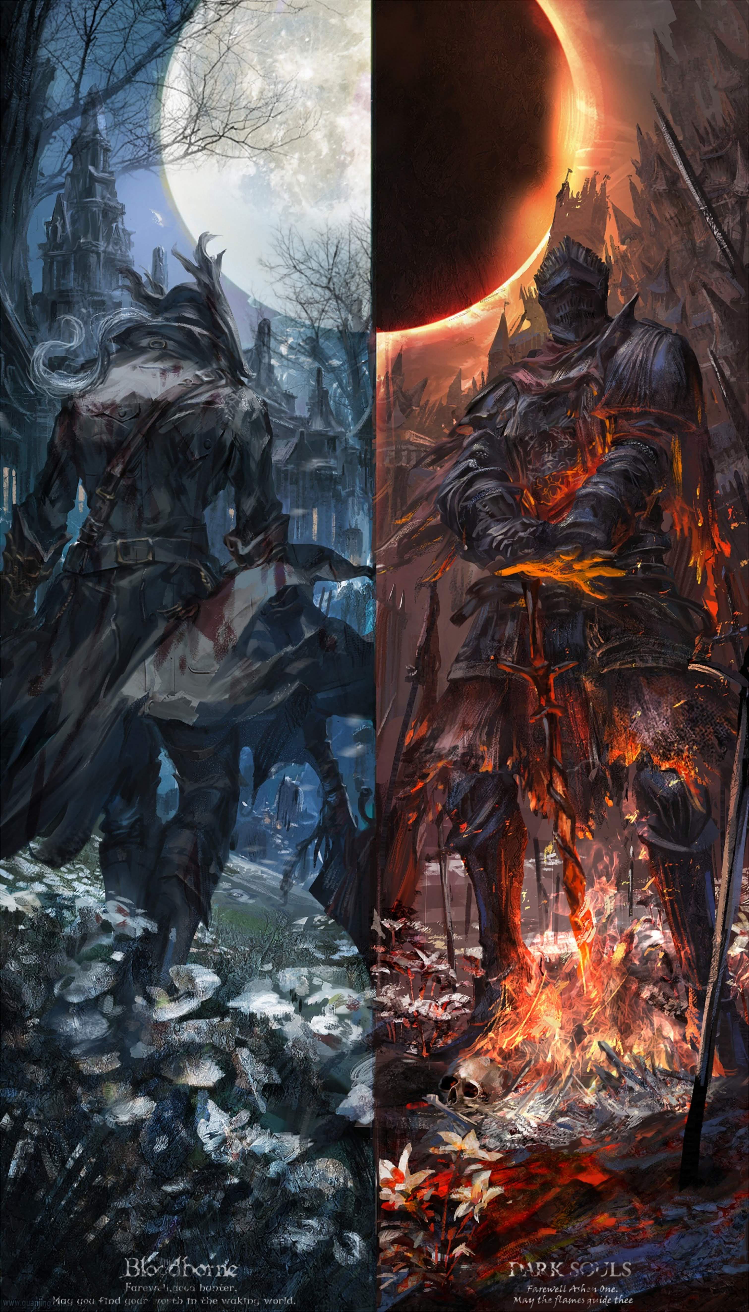Can someone animate this Bloodborne / Dark souls 3 wallpaper in a Mobile and a PC version?