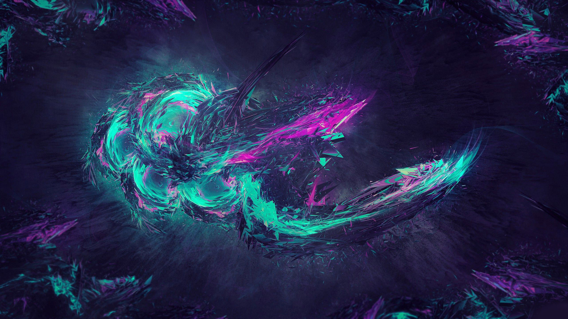 neon glow, abstract, neon, shards, colorful, cyan Gallery HD Wallpaper