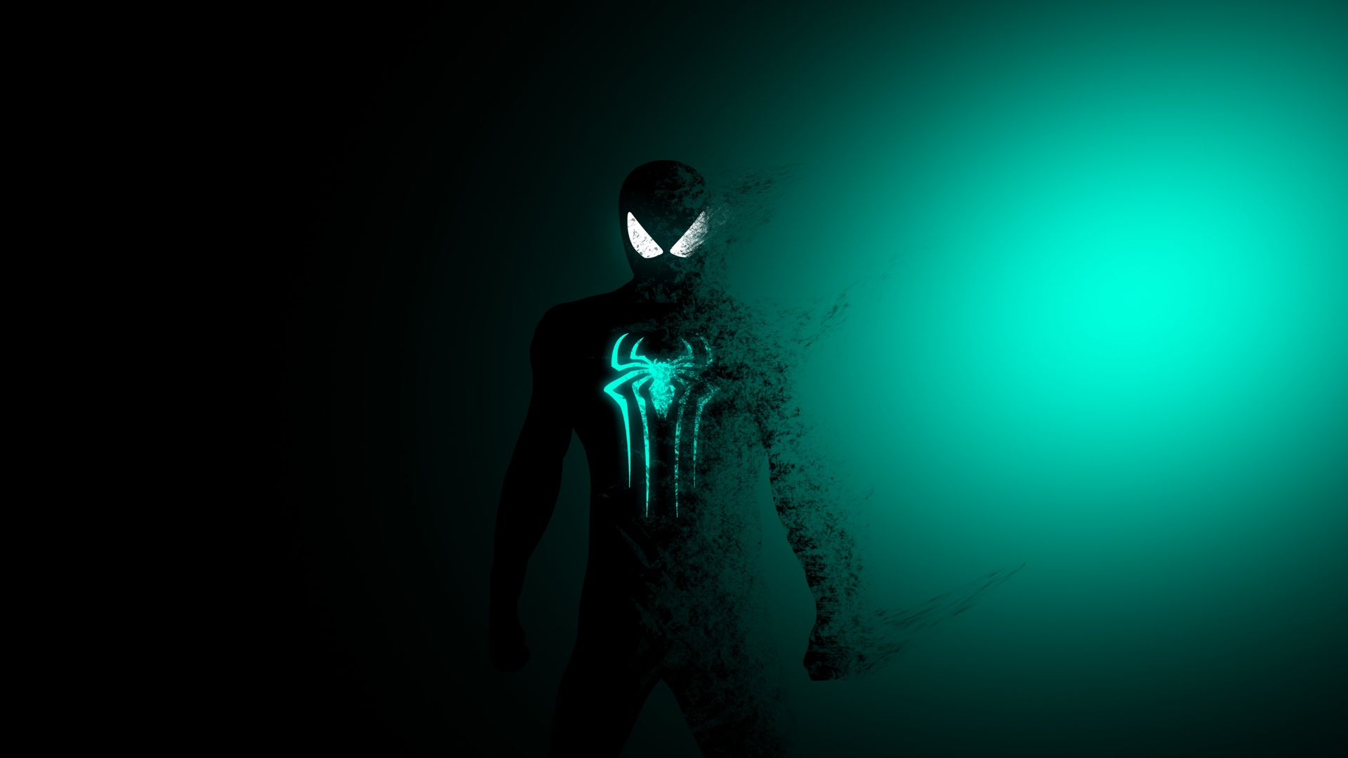 Spider Man Wallpaper 4K, Dark, Cyan, Minimal, Graphics CGI