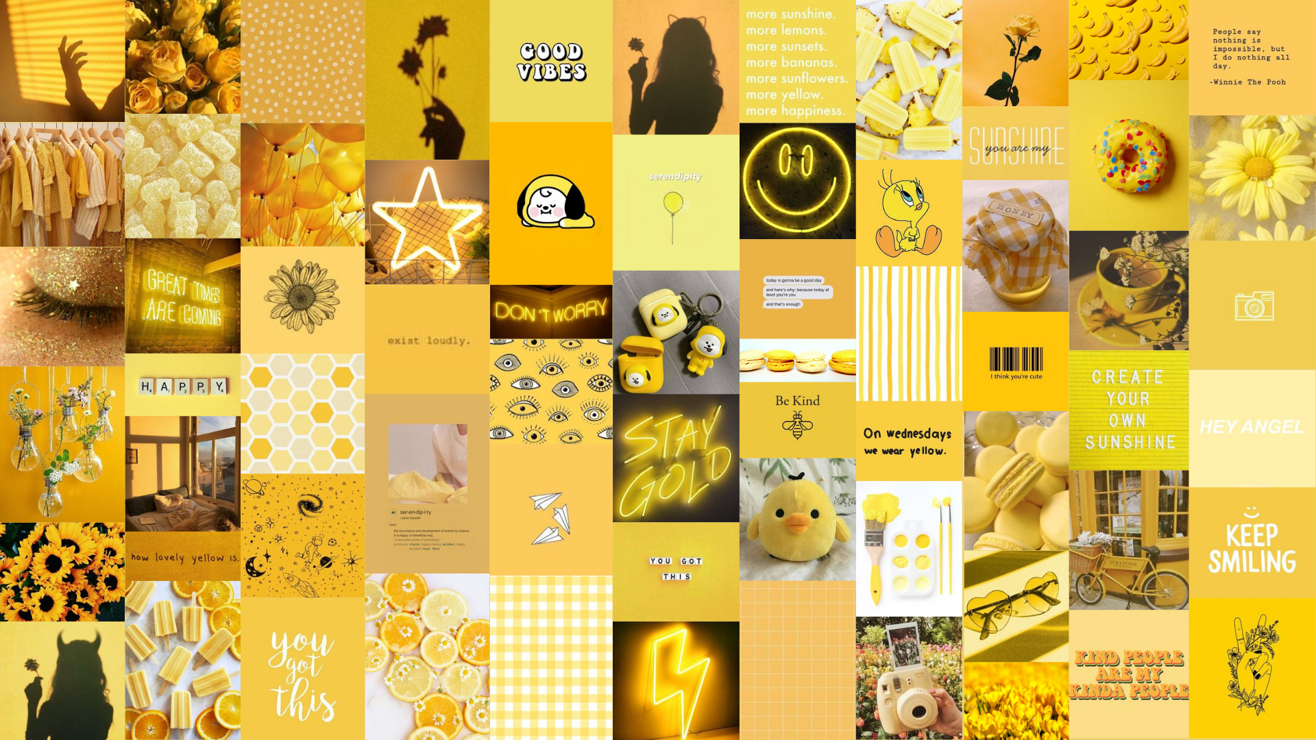 Yellow Aesthetic Wallpaper. Aesthetic desktop wallpaper, Wall collage, Aesthetic collage