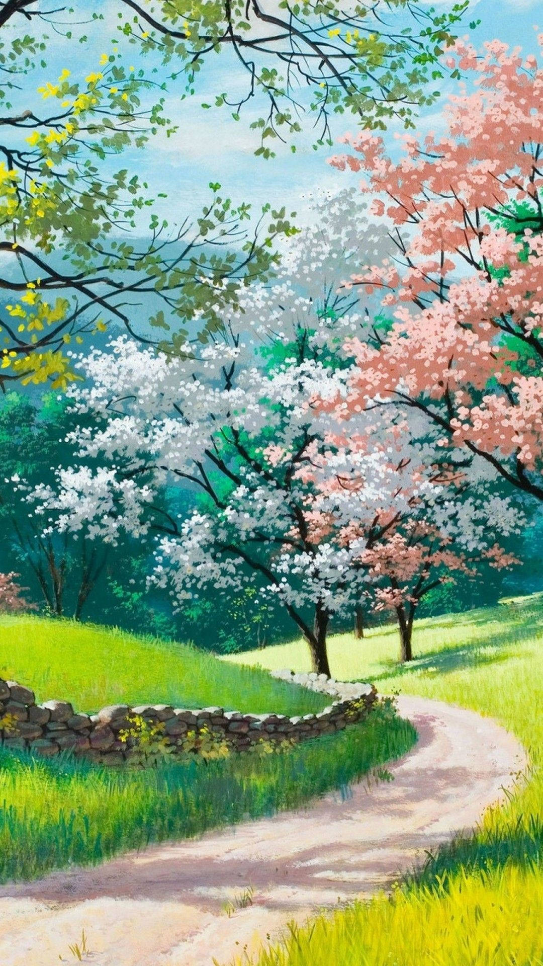 Download Spring Painting Beautiful Phone Wallpaper