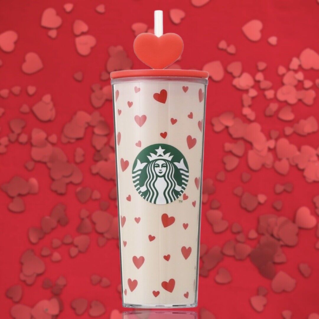 Starbucks Japan Valentine 2023 Cold Cup Tumbler Heart 14 fl oz Red AS Resin NEW
