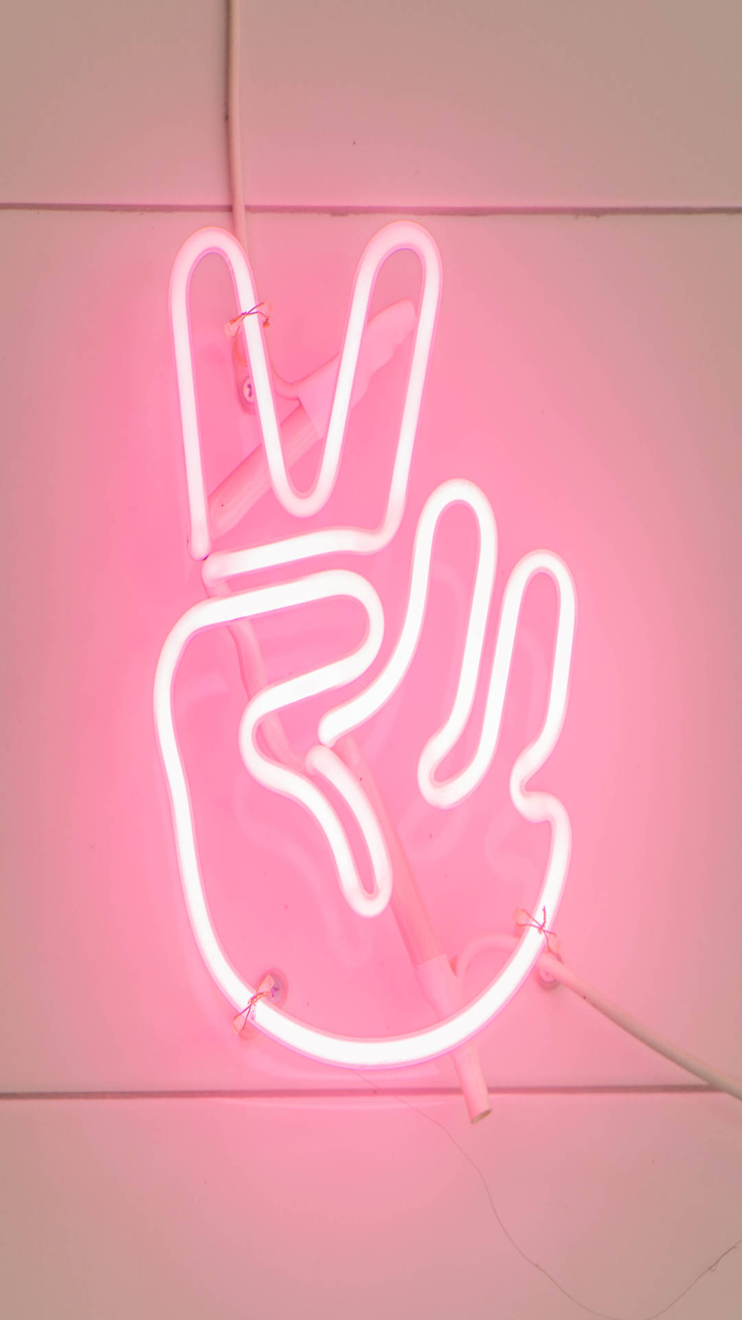 Download Neon Pink Aesthetic Peace Sign Wallpaper