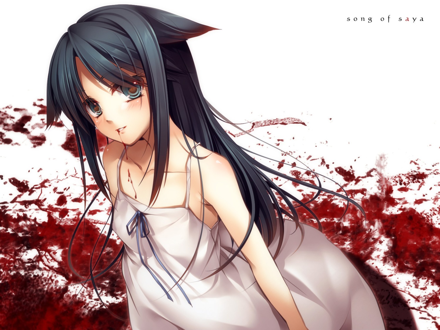 mee (pixiv61701) saya no uta saya blood dress summer dress wallpaper