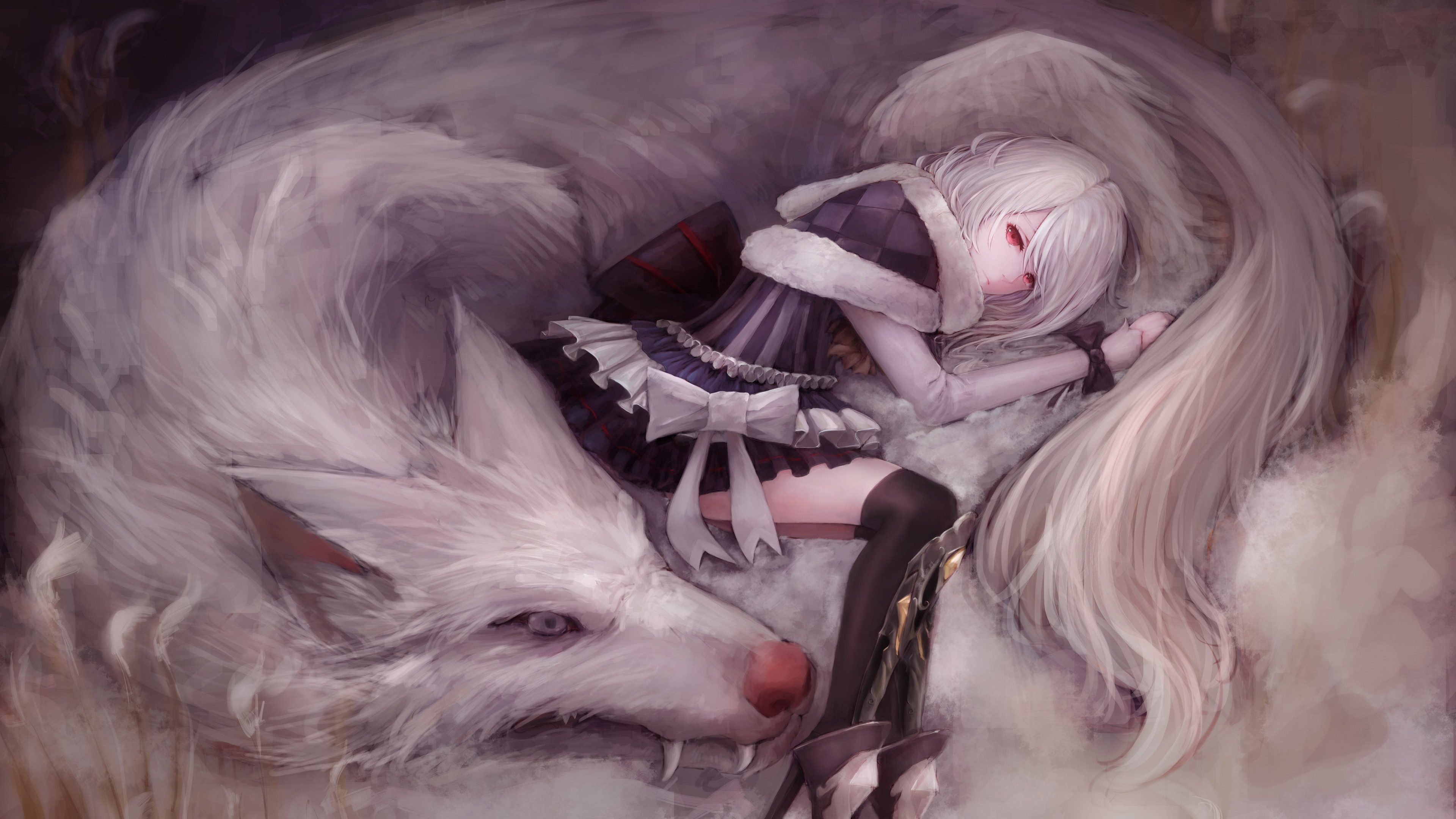 Wallpaper 4k Artistic Girl With Wolf 5k Wallpaper