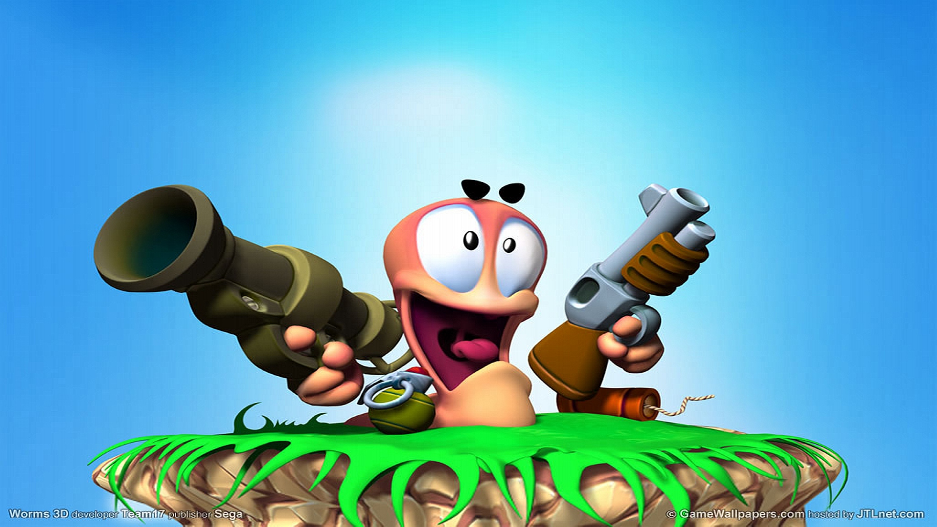 Worms Sega Blue Game HD wallpaper