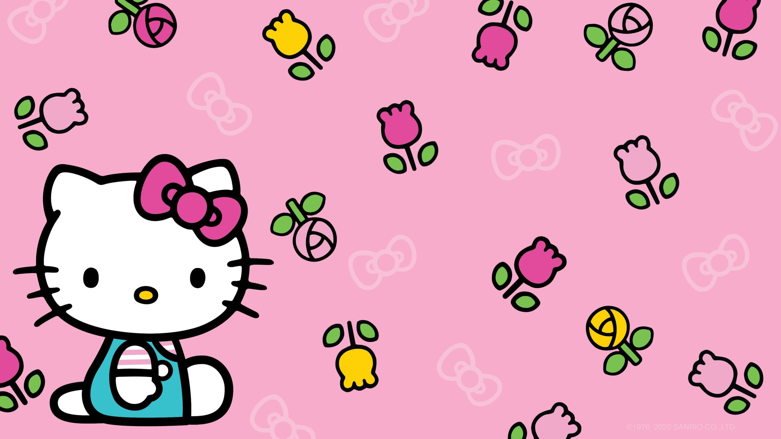 Hello Kitty Wallpaper 4K, Pink background