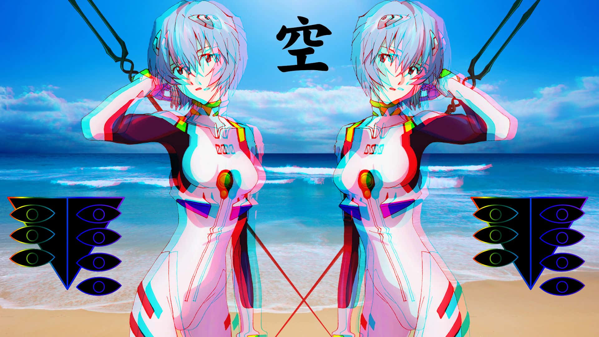 Download Rei Ayanami Vaporwave Anime Wallpaper