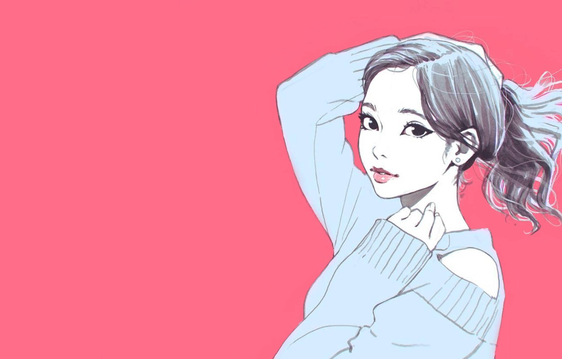 Download Pink Anime Aesthetic Girl Art Wallpaper