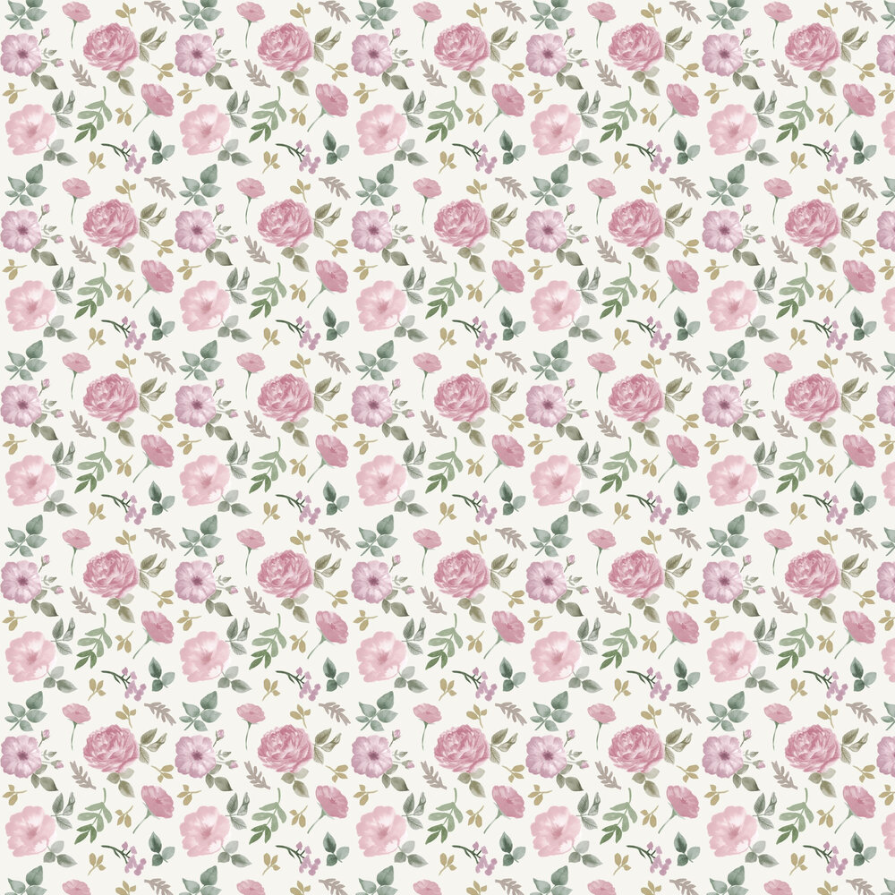 Boho Flowers by Stil Haven Pink, Wallpaper Direct