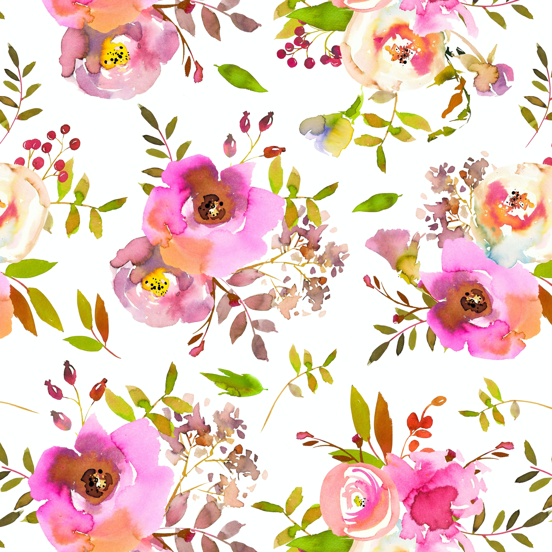 Pink Boho Flowers Wallpaper