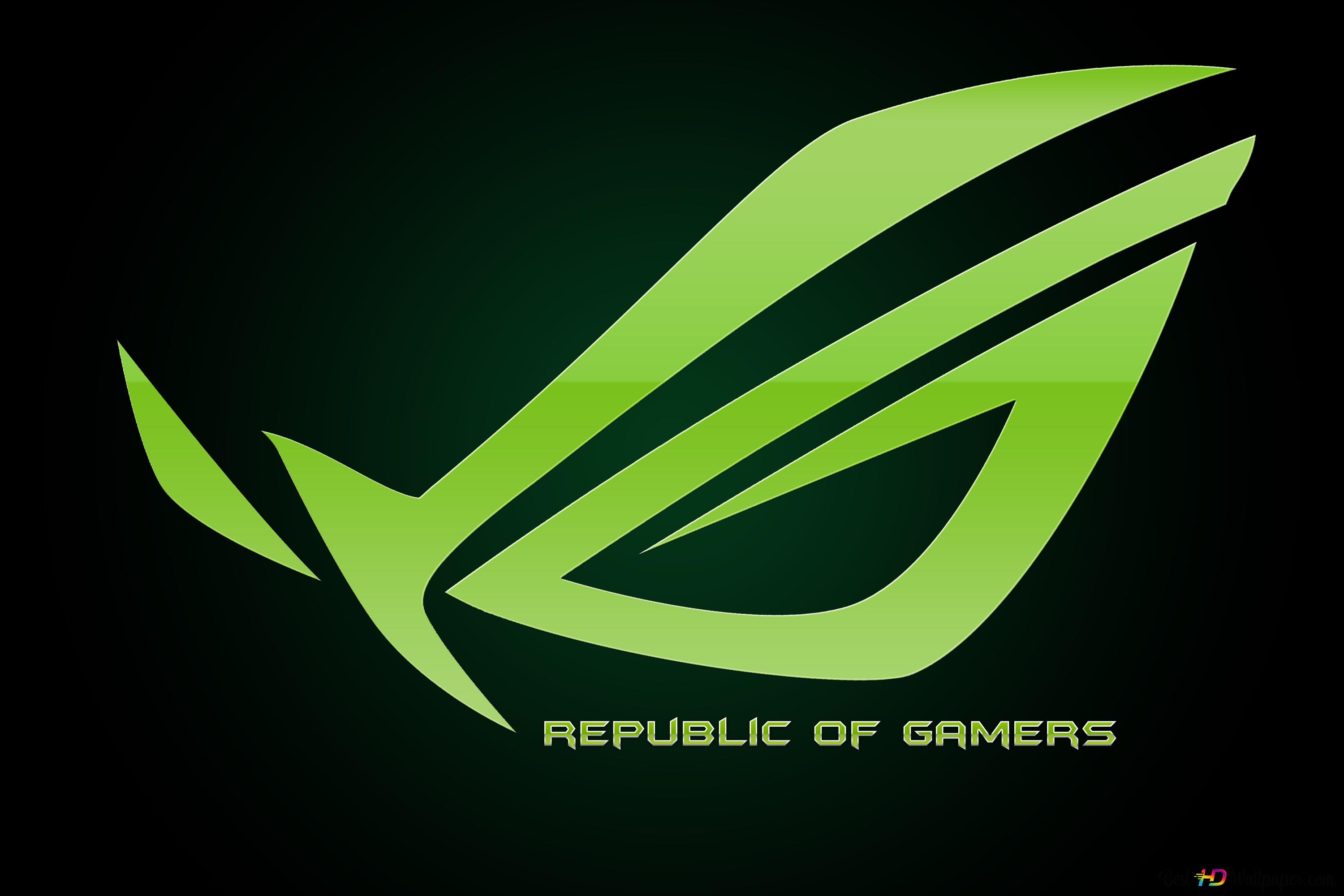 Asus ROG (Republic of Gamers) Glowing Green LOGO 4K wallpaper download
