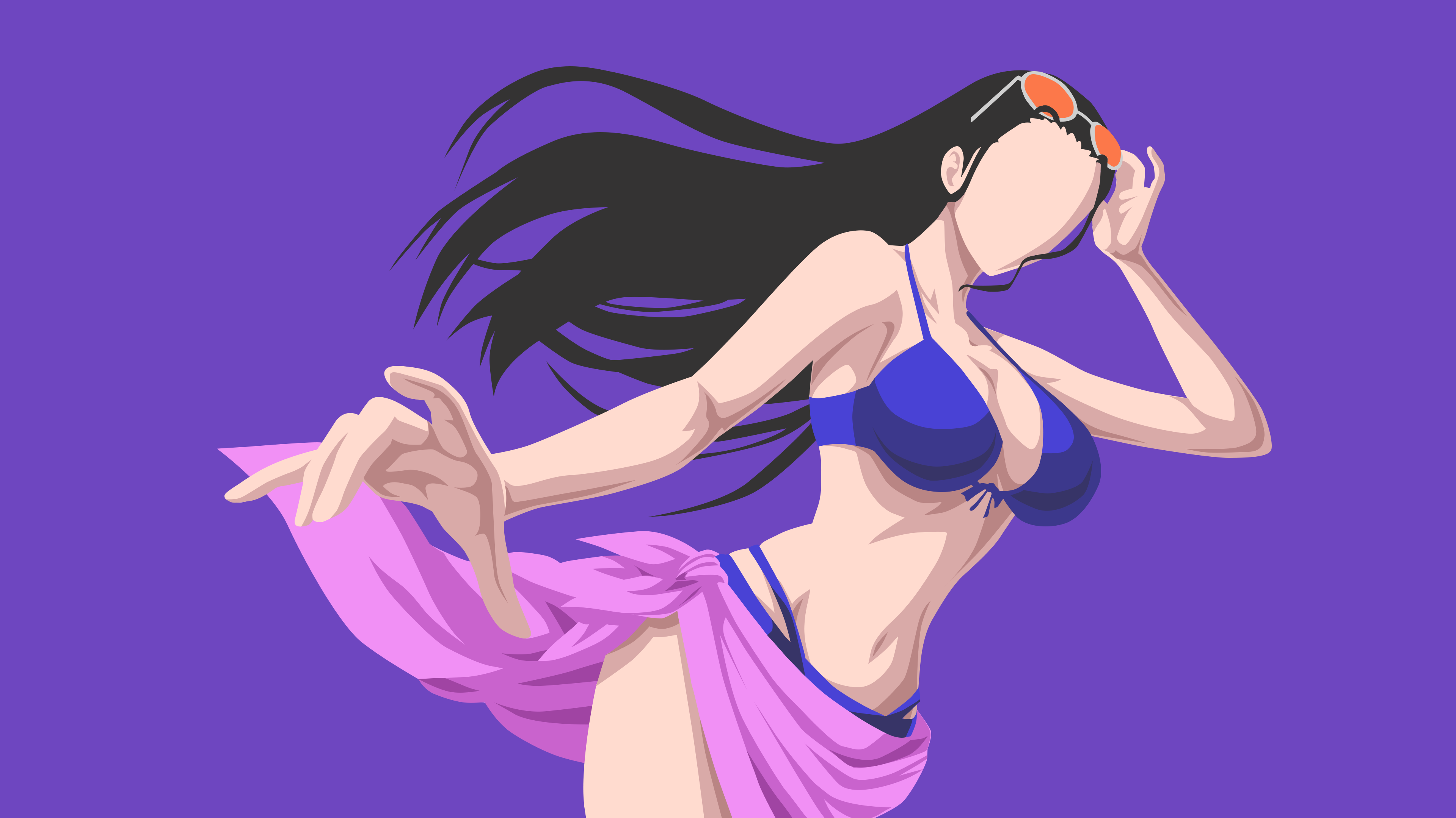 aho big boobs, , One Piece, Nico Robin, minimalism, anime girls, simple background, swimwear, bikinix2160 Wallpaper