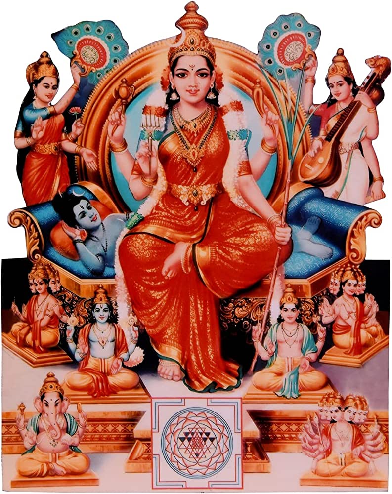 Amazon.com - [Big Size] Vils Goddess Sri Lalitha Tripura Sundari Raja Rajeswari Divine Holy Blessing Wood And Plastic Statue Photo Frame Cutout With Back Stand (Size 6.5 Inch X 8 Inch)- Multicolor