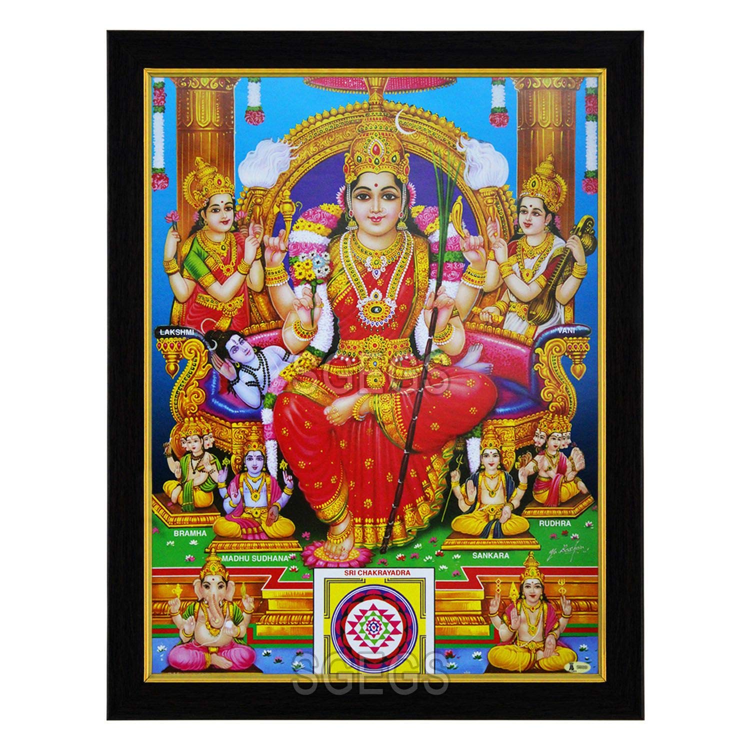 SHREE GANESH ENTERPRISE GIFTING SOLUTIONS Goddess Sri Lalitha Tripura Sundari HD Photo Frame Painting Pooja Wall Hanging (Wood, Poster with Frame, Multicolour, 23.5X1x31cm), Amazon.in: Home & Kitchen