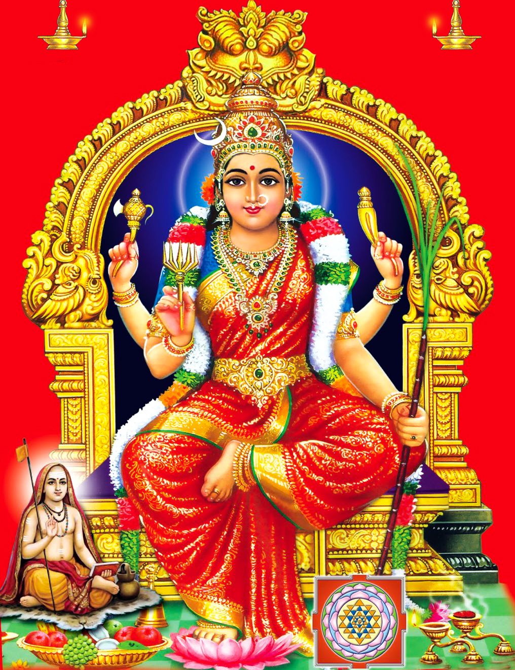 Lalitha Tripura Sundari. Saraswati goddess, Shakti goddess, Durga goddess