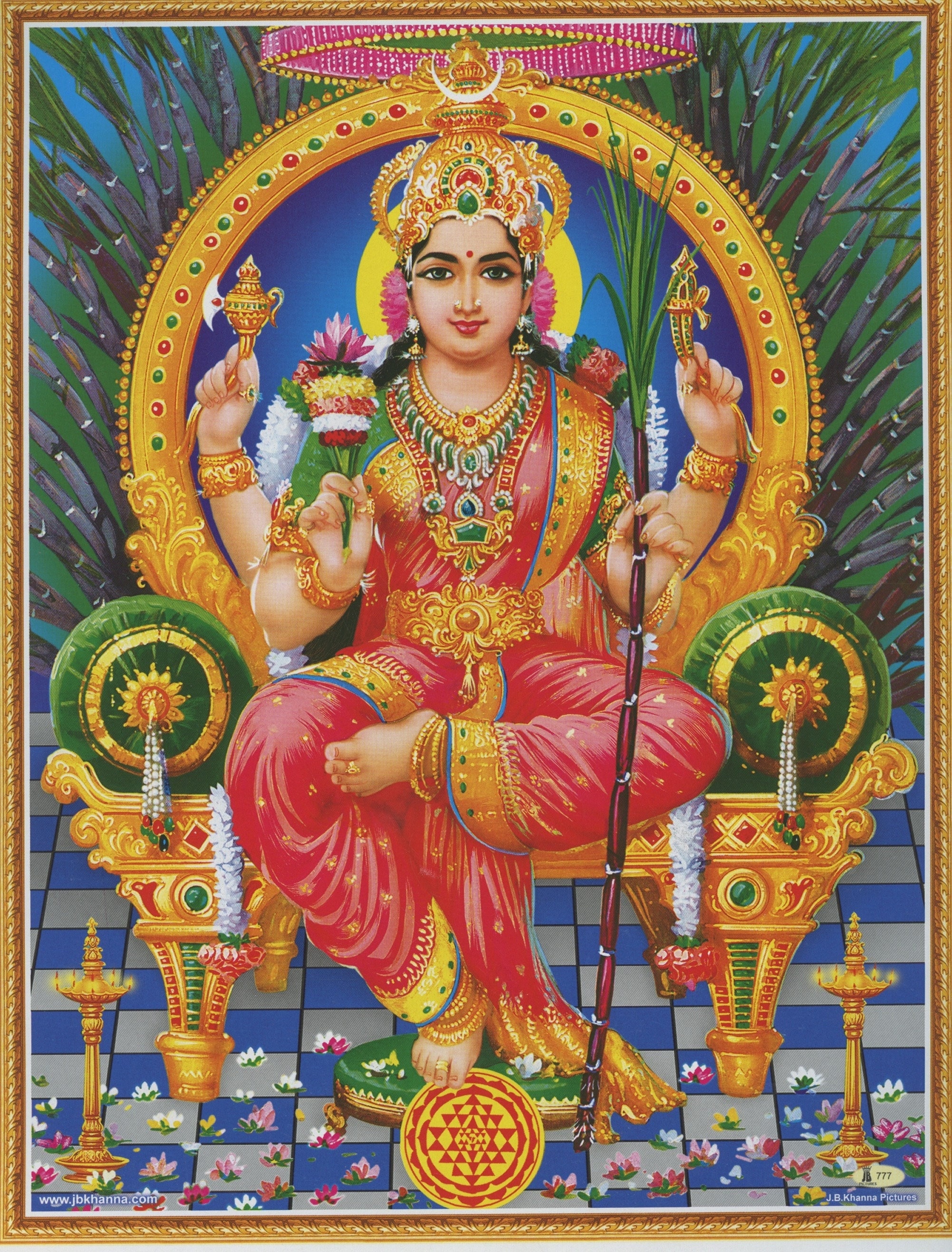 Lalita Devi. Vintage Style Indian Hindu Devotional Poster