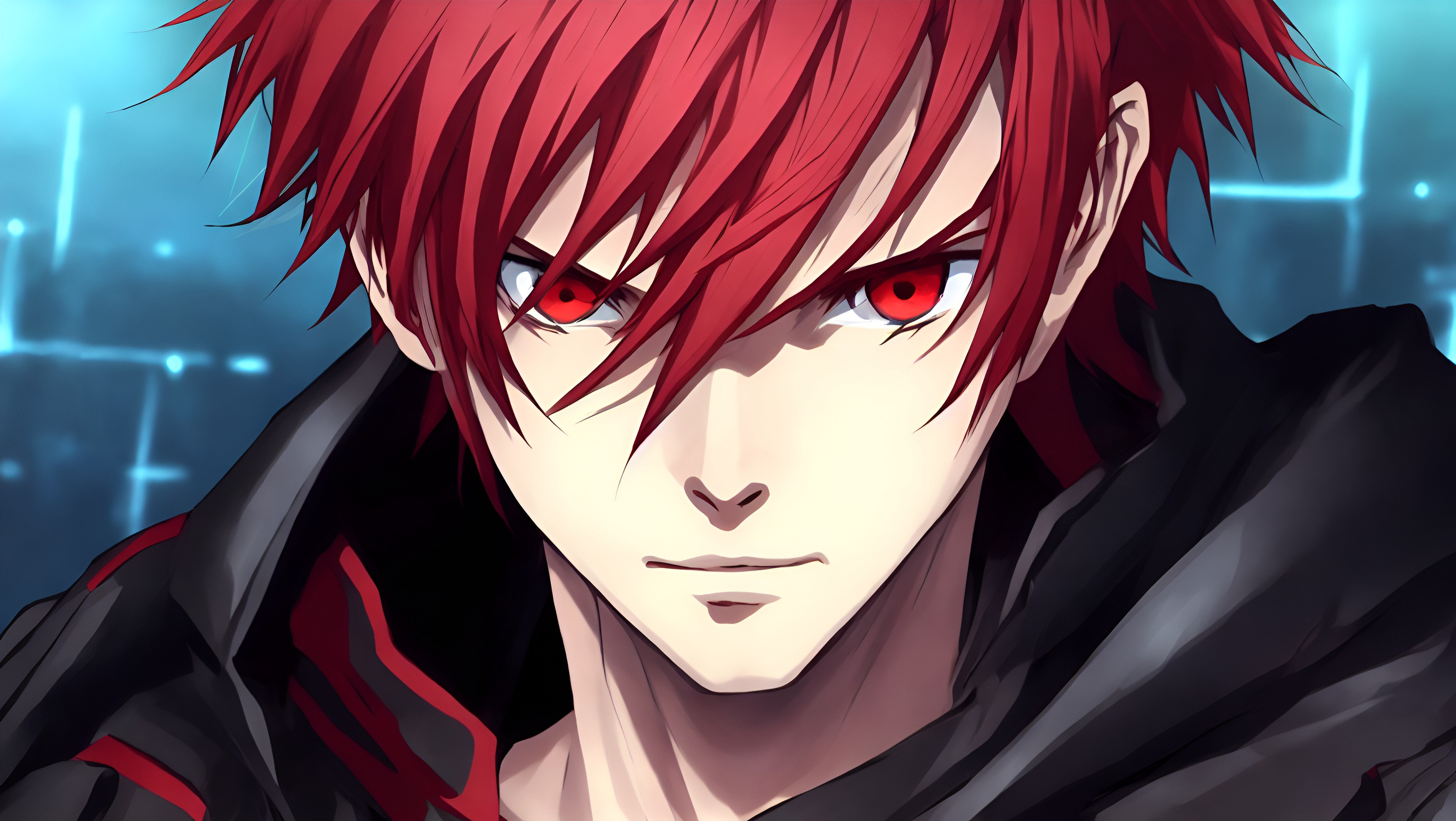 Handsome Anime Boy Red 4K
