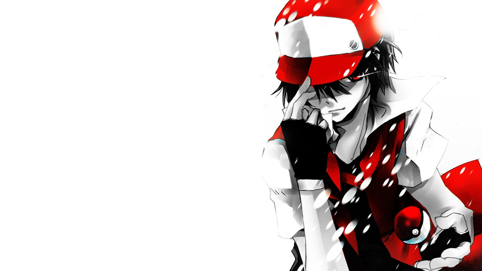 Wallpaper, anime boys, pokemon, simple background, red eyes, Red character 1920x1081