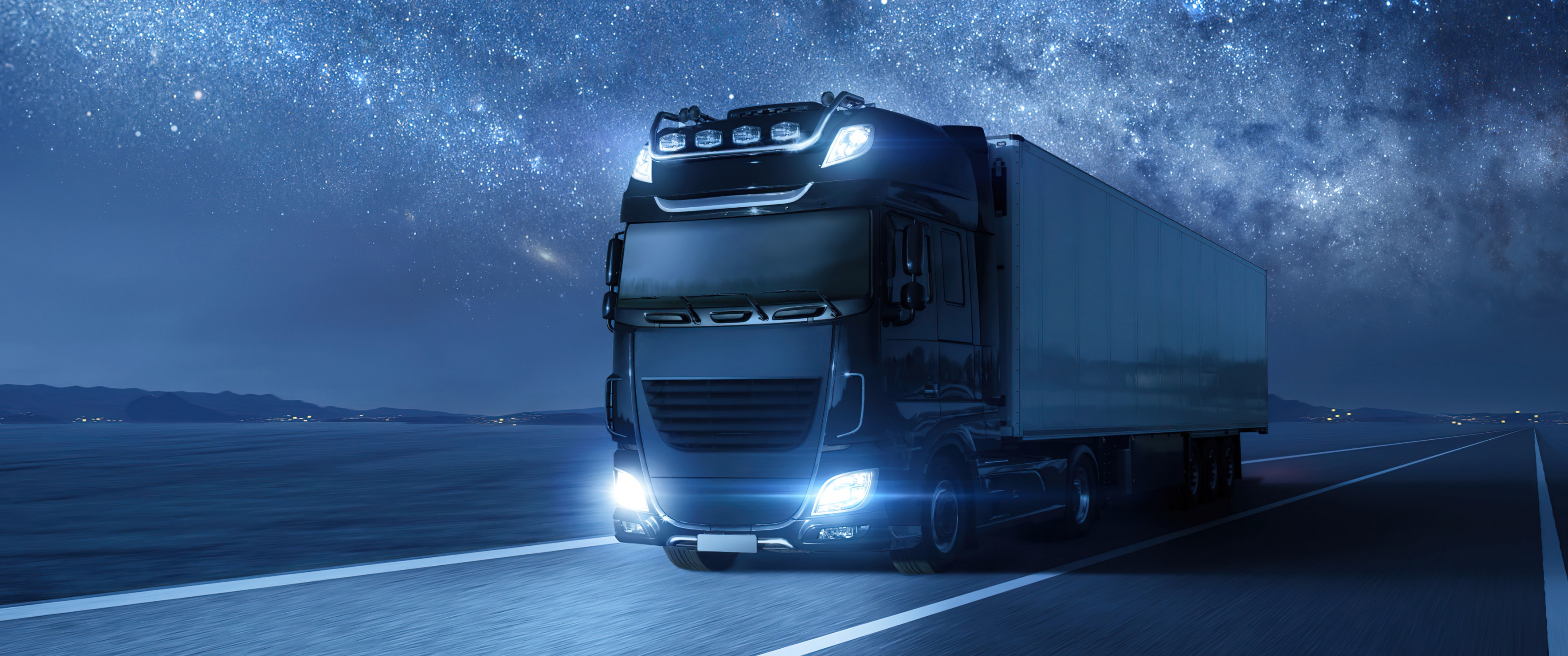 Truck Wallpaper 4K, Night, Highway, Photography