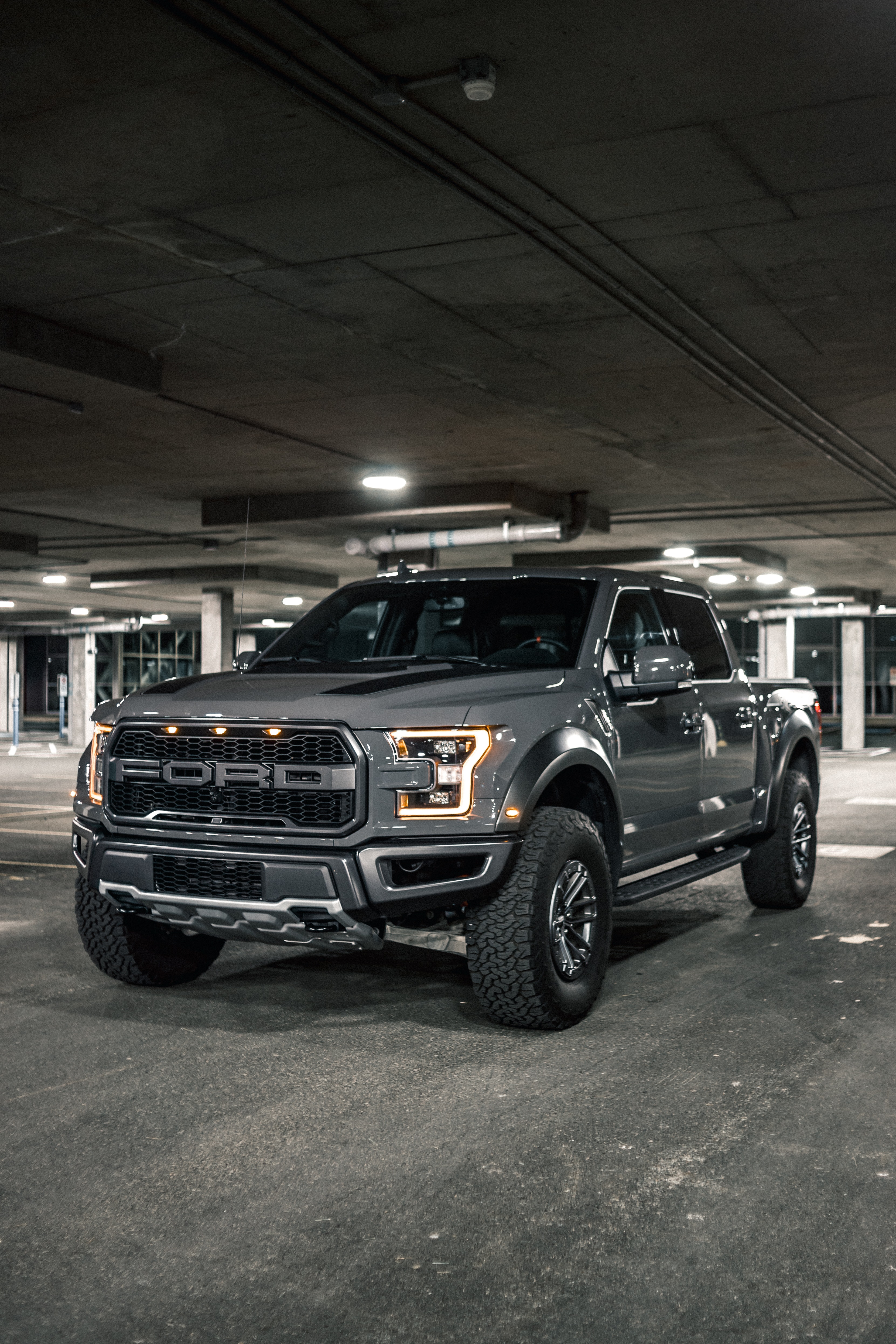 Pickup truck with neon light parked on street · Free