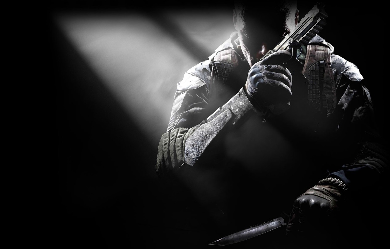 Wallpaper gun, knife, Call of Duty, CoD, Activision, Treyarch, Black Ops - for desktop, section игры