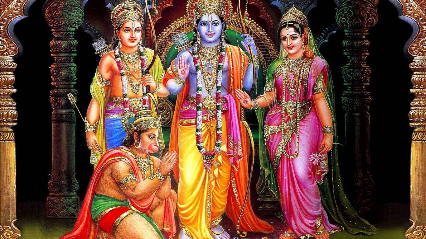 Lord Hanuman With Ram Sita And Lakshman HD Wallpaper HD Wallpaper