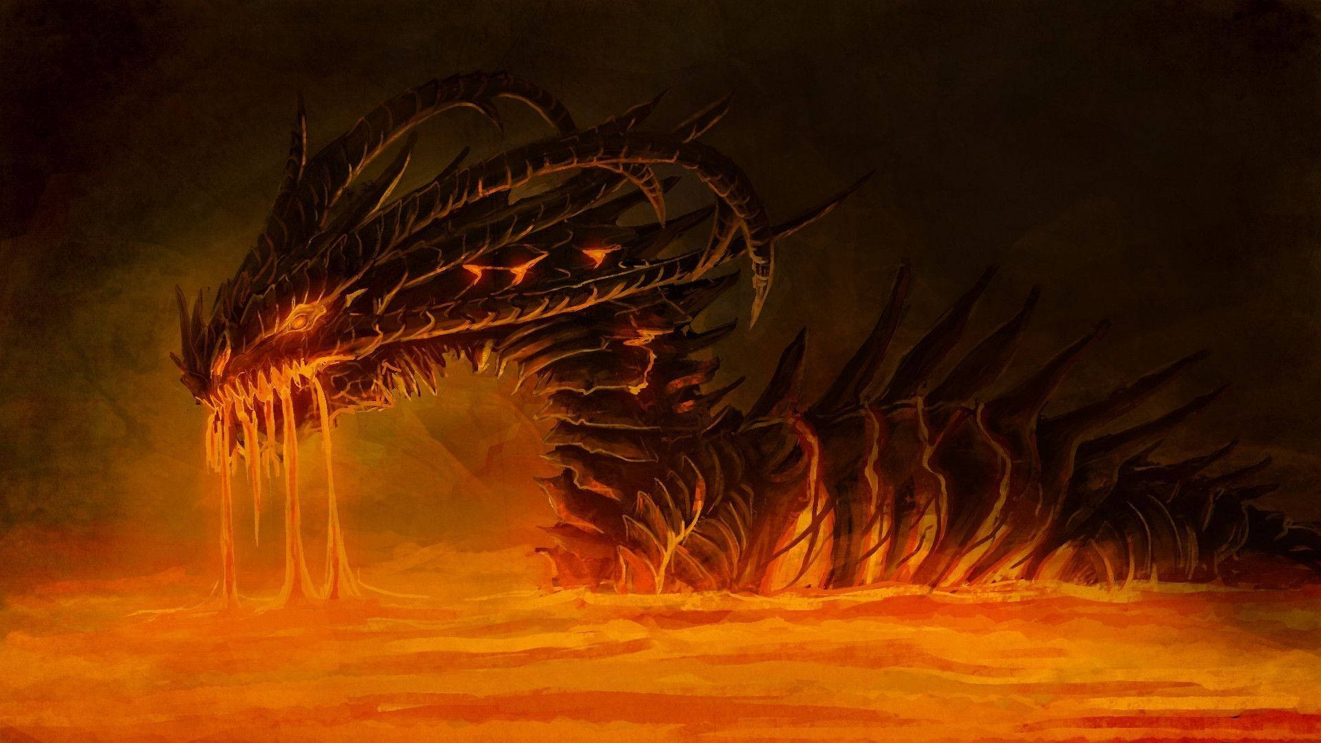 Download Fire Dragon With Bone Body Wallpaper