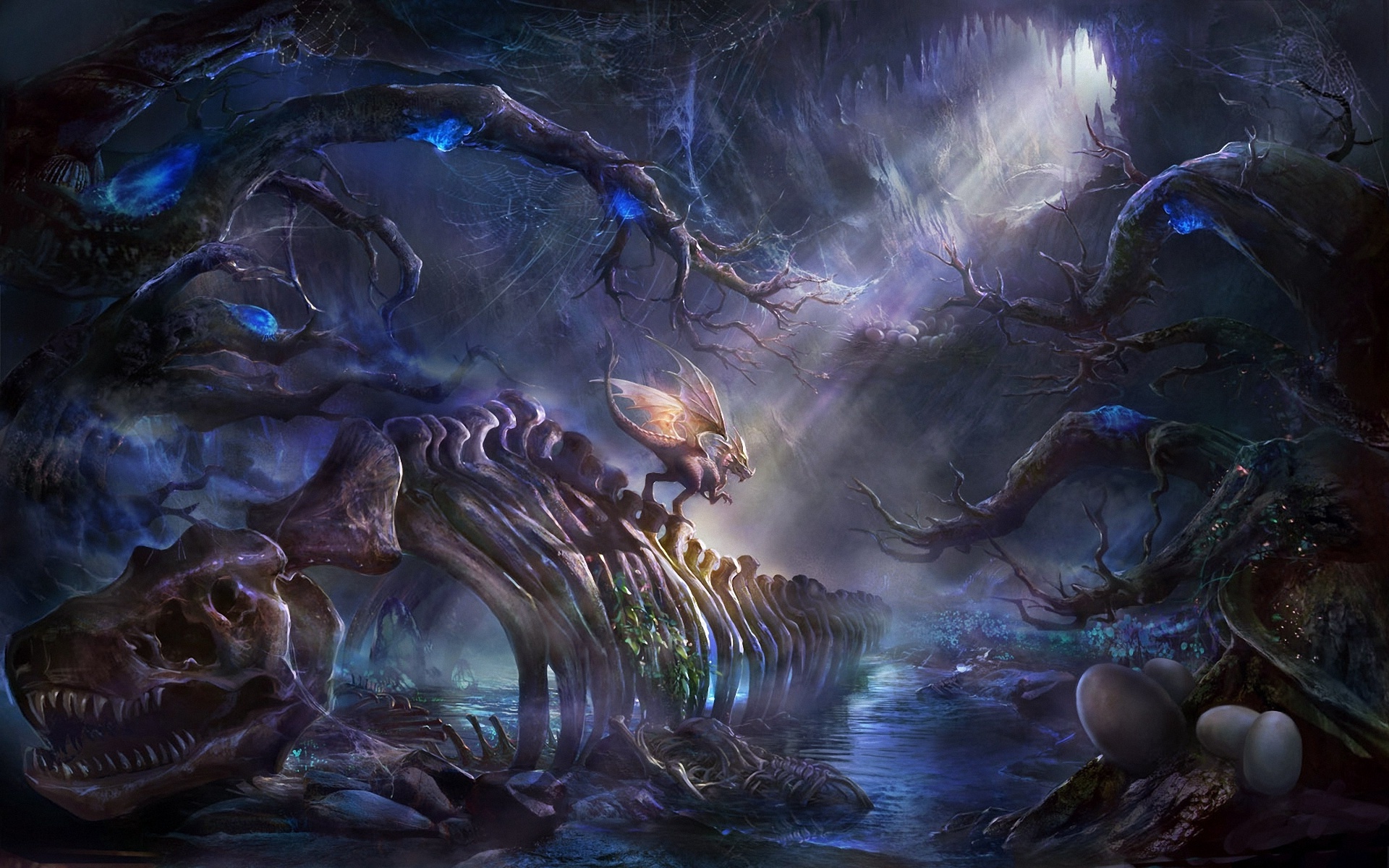 Wallpaper, 1920x1200 px, bones, dragon, fantasy art 1920x1200