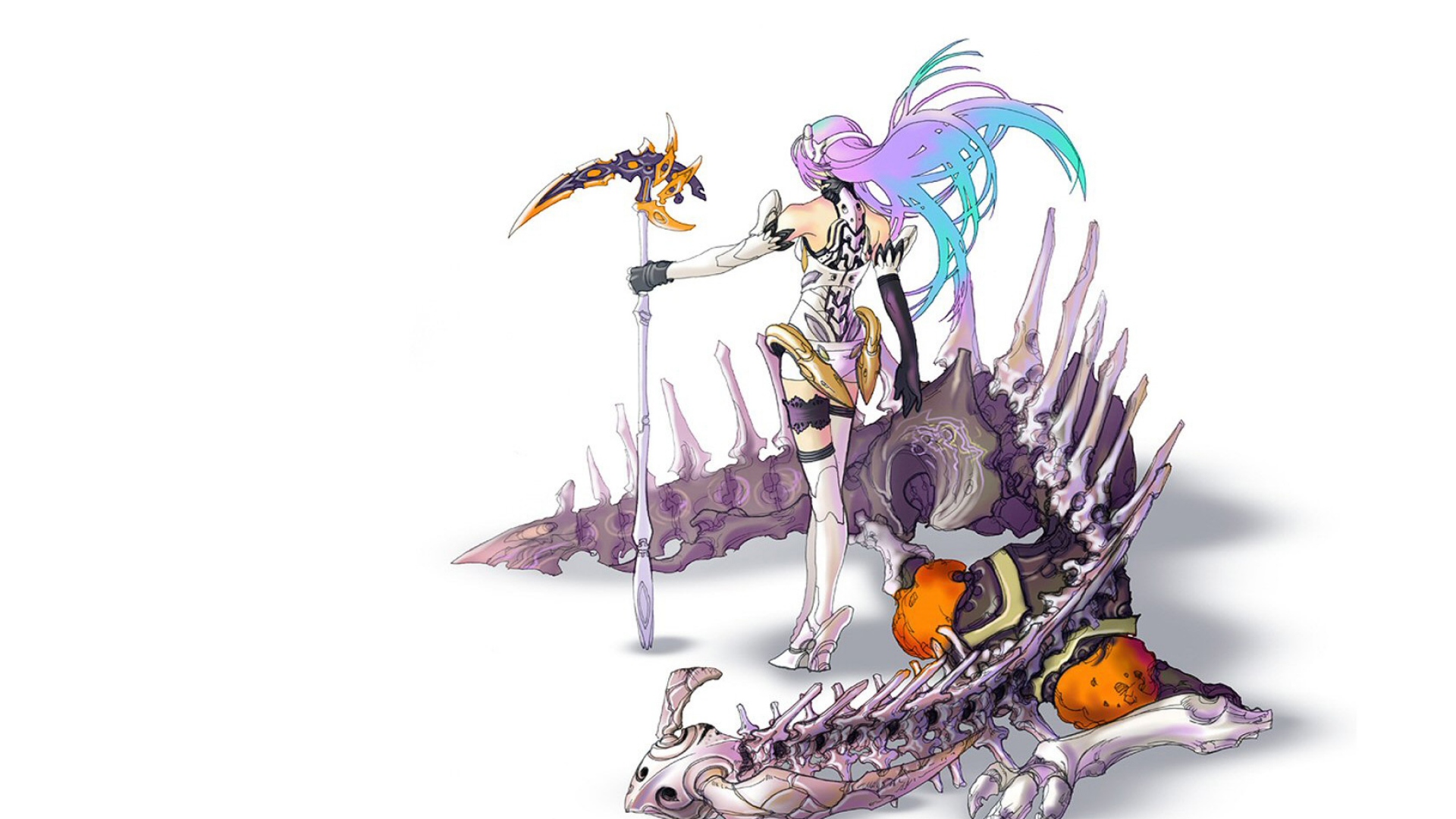 Download Wallpaper 1920x1080 girl, skeleton, dragon, back, arms Full HD 1080p HD Background