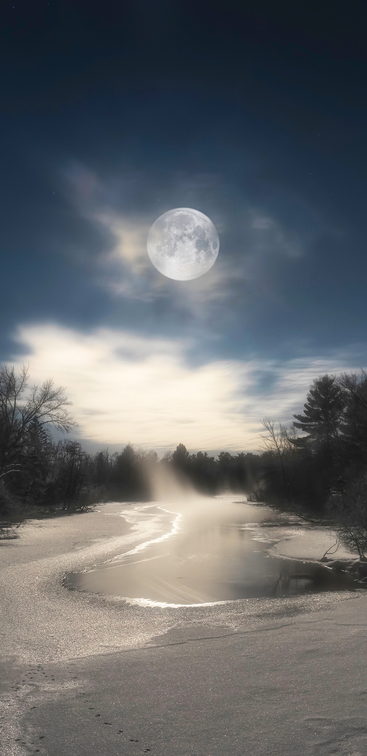 Wallpaper / Earth Moon Phone Wallpaper, Snow, Winter, 1440x2960 free download