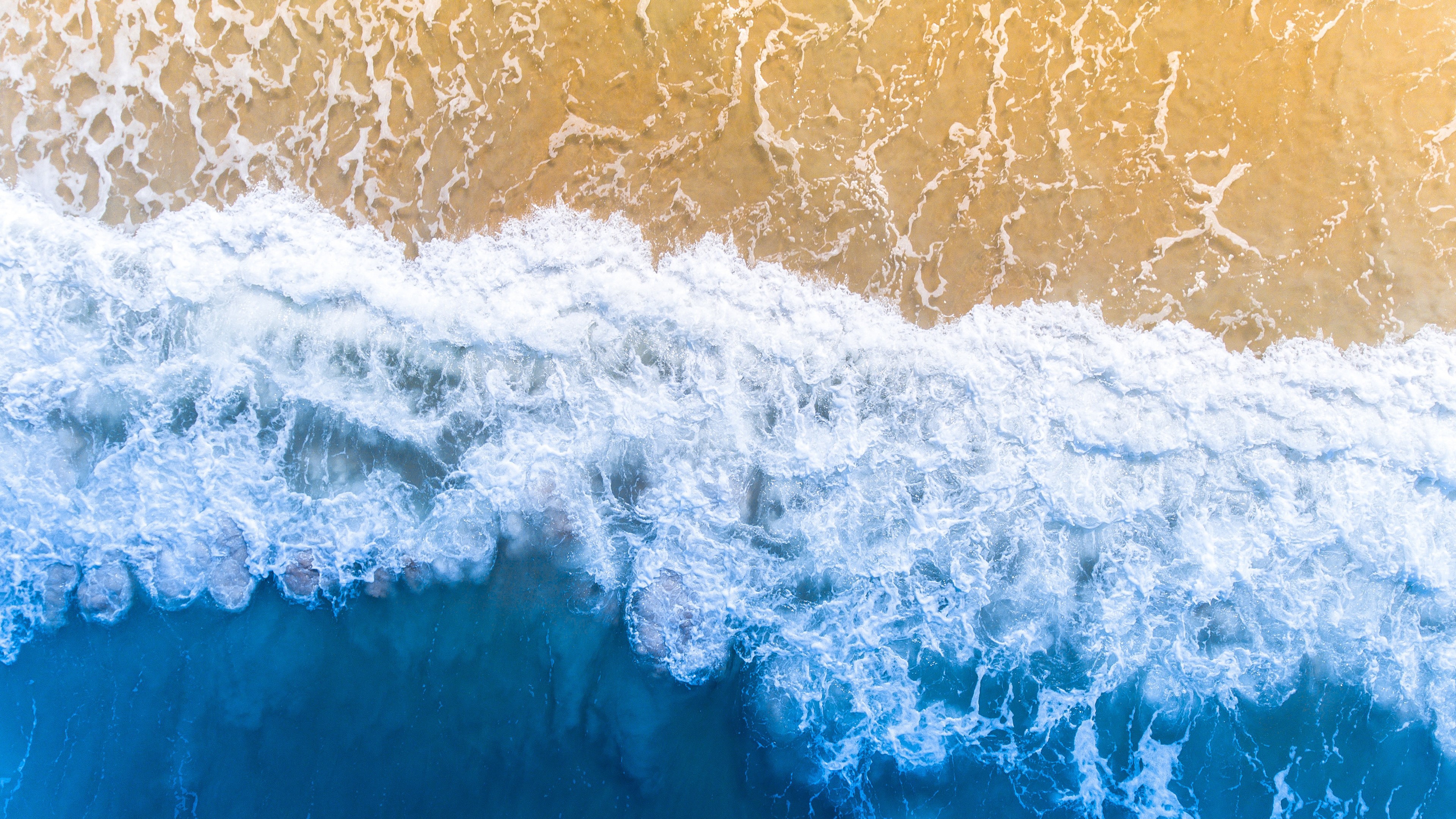 Wallpaper / waves, sea, sand, beach, water, wet, top view, nature, landscape free download