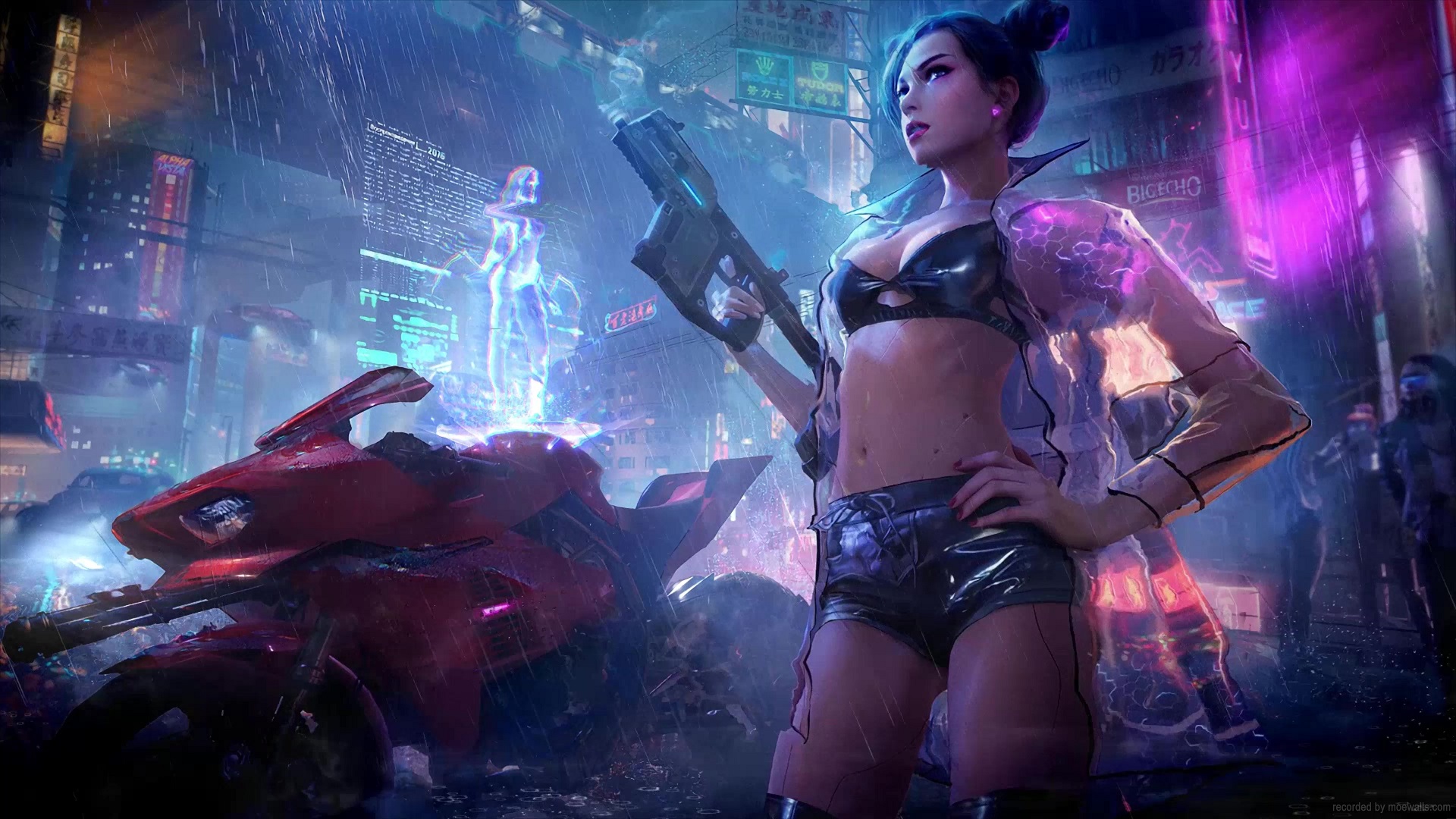 Cyberpunk Girl Synthwave Live Wallpaper