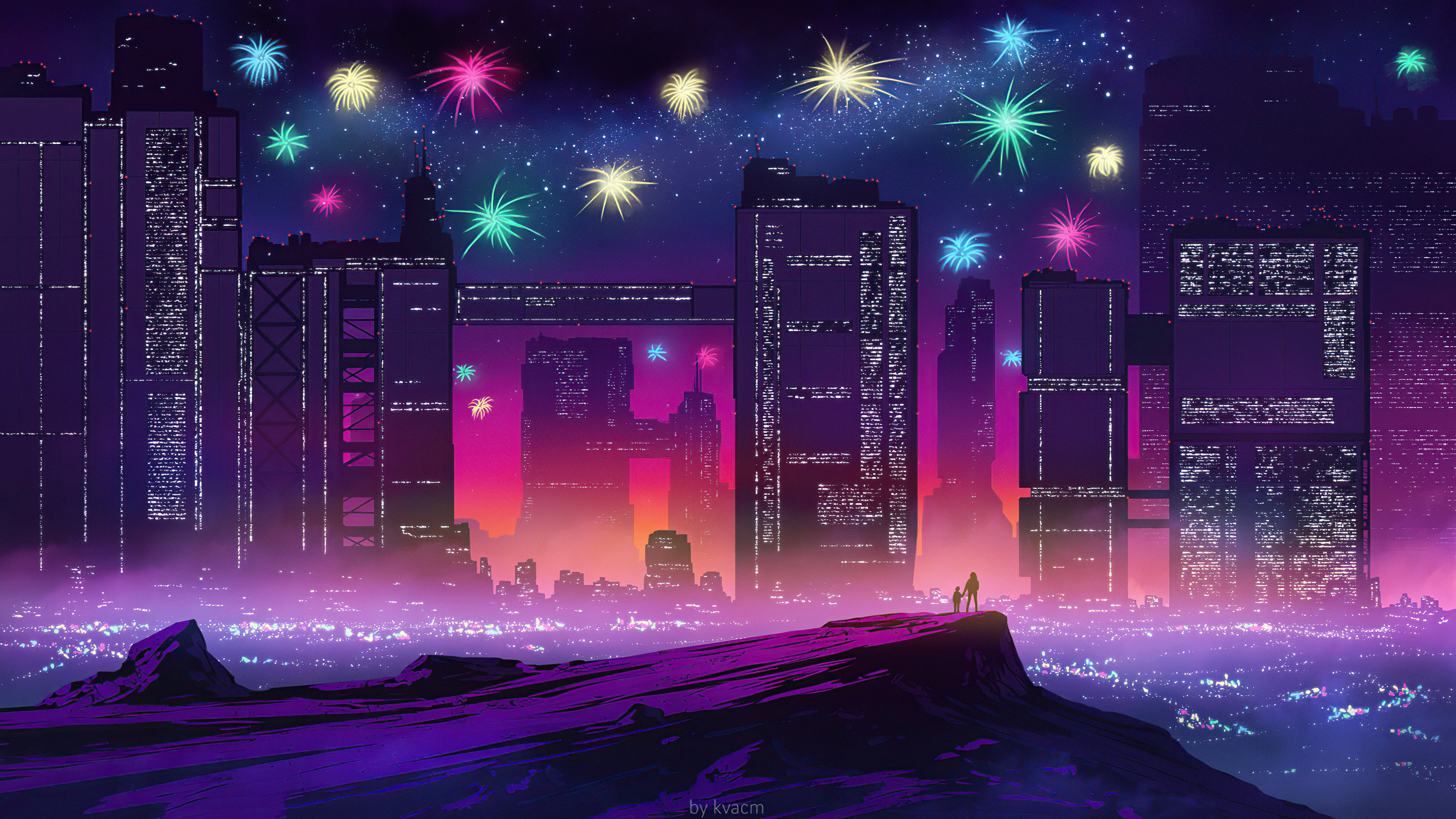 Wallpaper 4k New Year Celebrations Synthwave 4k Wallpaper
